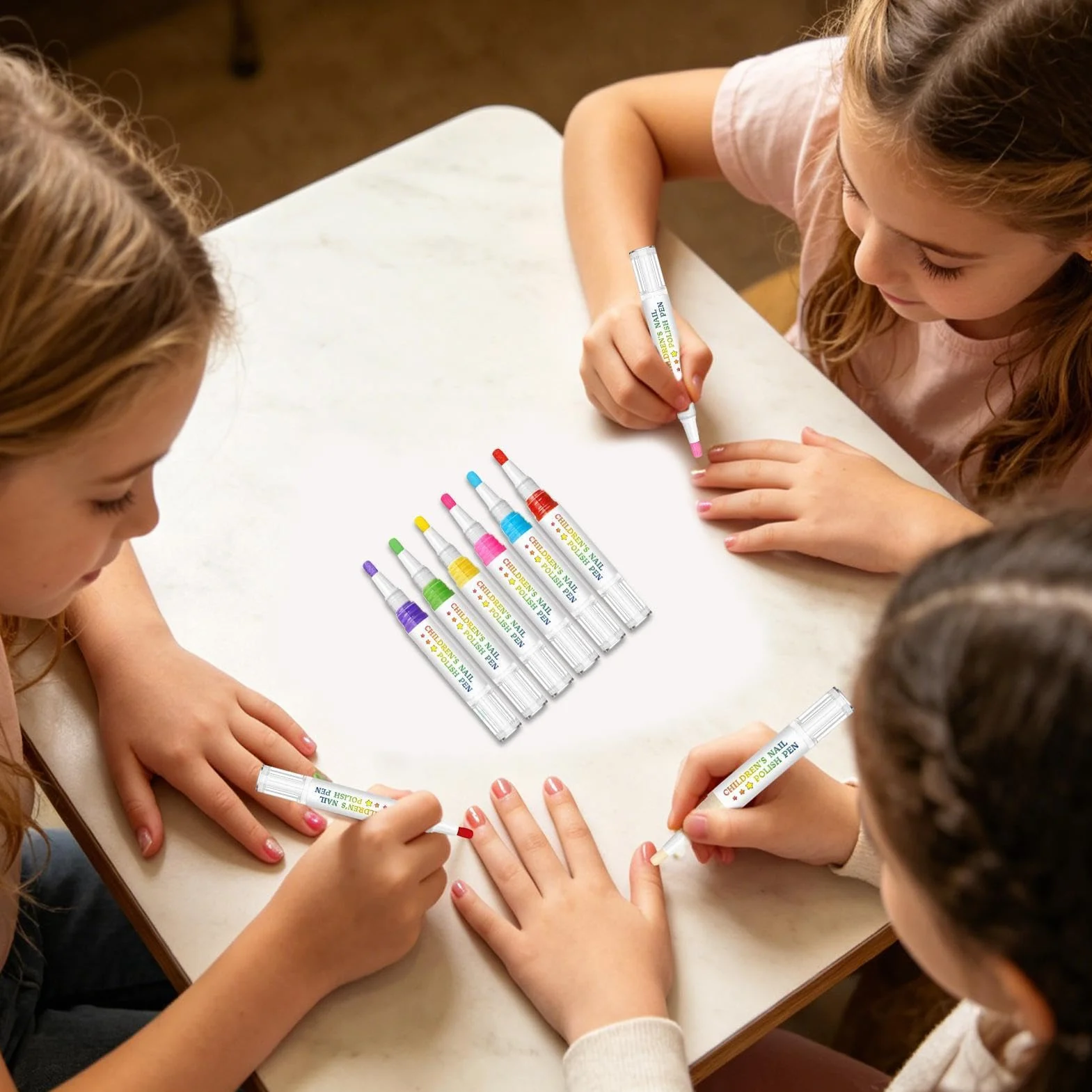 Pennarelli Unghie per Bambini | 6 Colori Pennarelli Disegno Impermeabili Asciugatura Rapida Rimovibili a Strappo - per Unghie Bambini - Per Bambina, Manicure delle Dita, Compleanno, e Natal