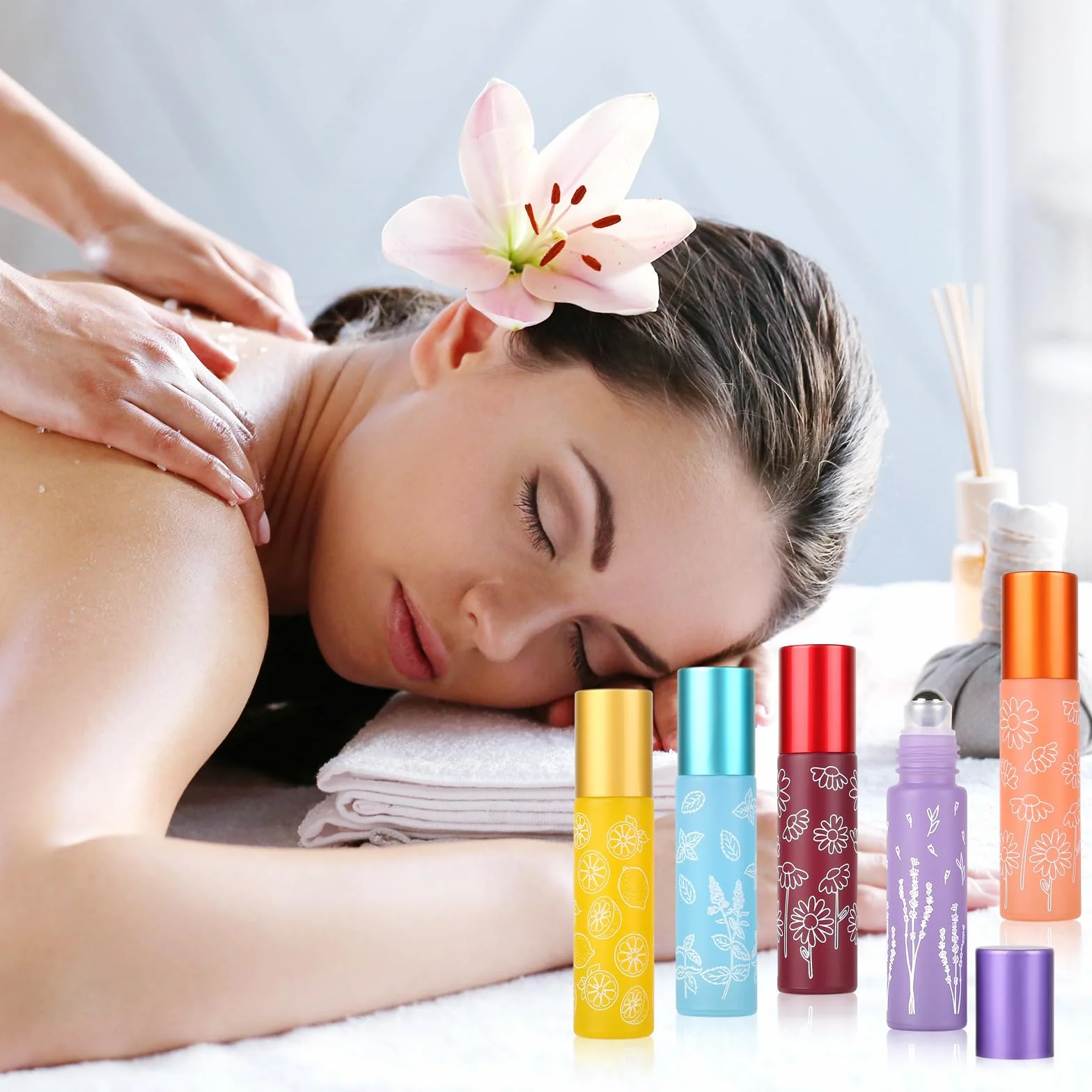 16 Pezzi 10ml Colore Roll on Vuoto per Oli Essenziali, Roll On Bottiglie con Sfera in Acciaio Inossidabile, Roll on Vuoto per oli Essenziali per Profumo, Olio Essenziale, Aromaterapia