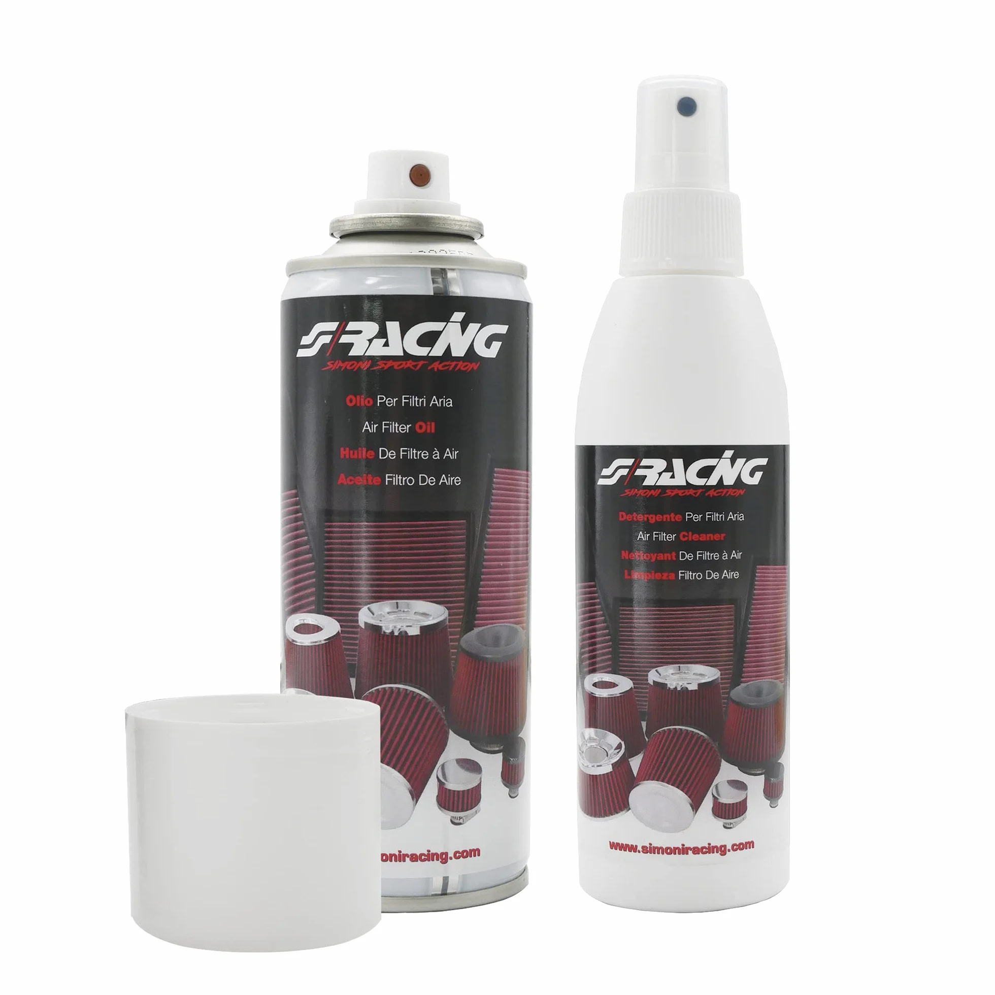 Simoni Racing Kit Pulizia Filtri Aria 200ml Olio + 200ml Detergente per Auto Moto