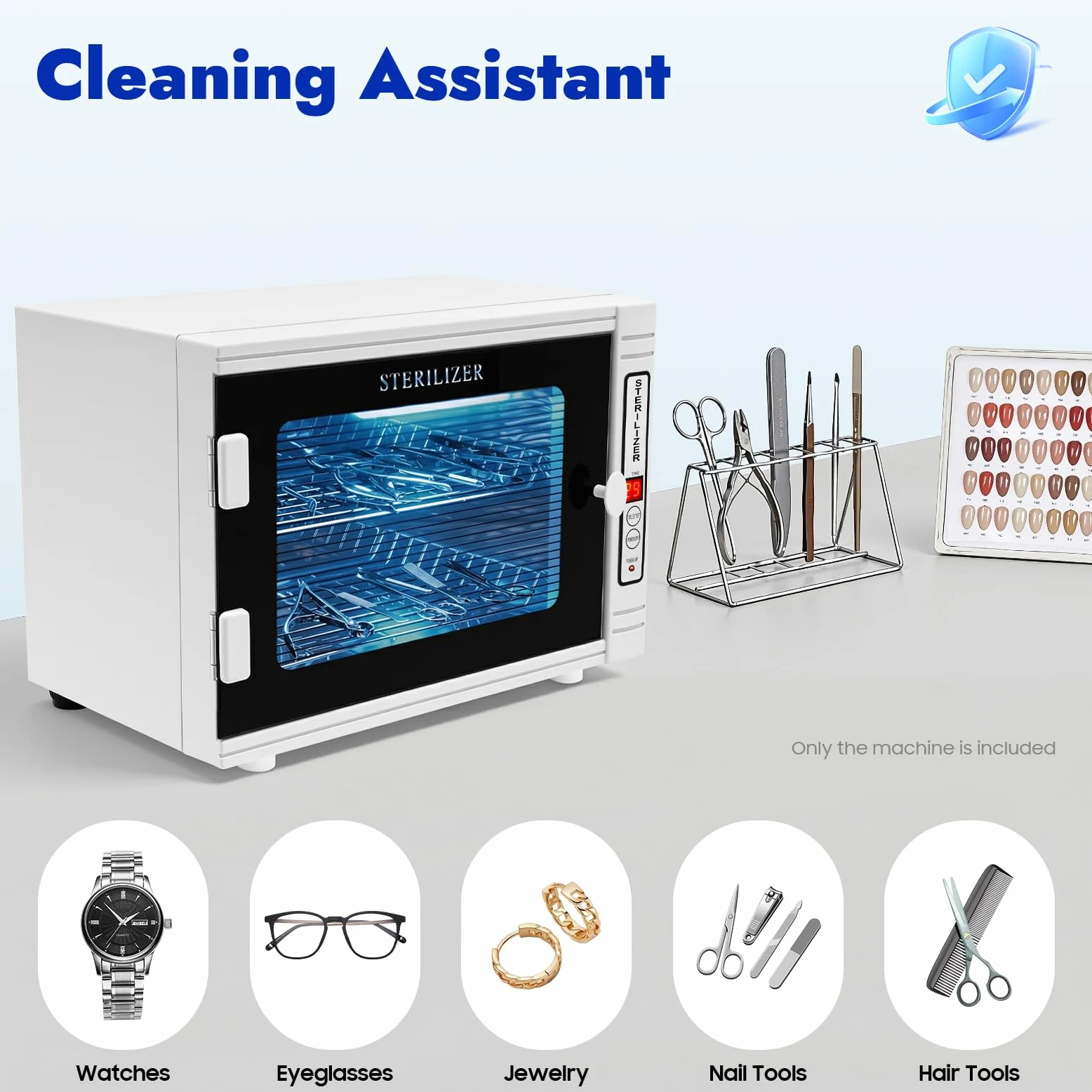 Sterilizzatore UV, Armadio Disinfezione Strumenti Manicure | Professionale Estetica, Acciaio Inox Vetro, Timer 5-60 Min Ozono, Forbici Pennelli, Presa da Tavolo EU, Capacità 12L