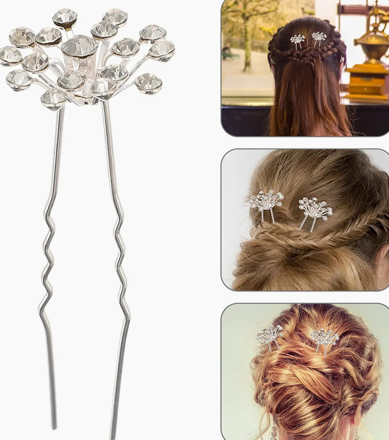 Forcine for capelli ， Fermagli for capelli for donna ， 40 pezzi Copricapo Spose Elegante Forcella Capelli Spilla da sposa Accessorio Ragazze Perle Chic Updo Chignon Gypsophila Damigelle d'onore Fiore