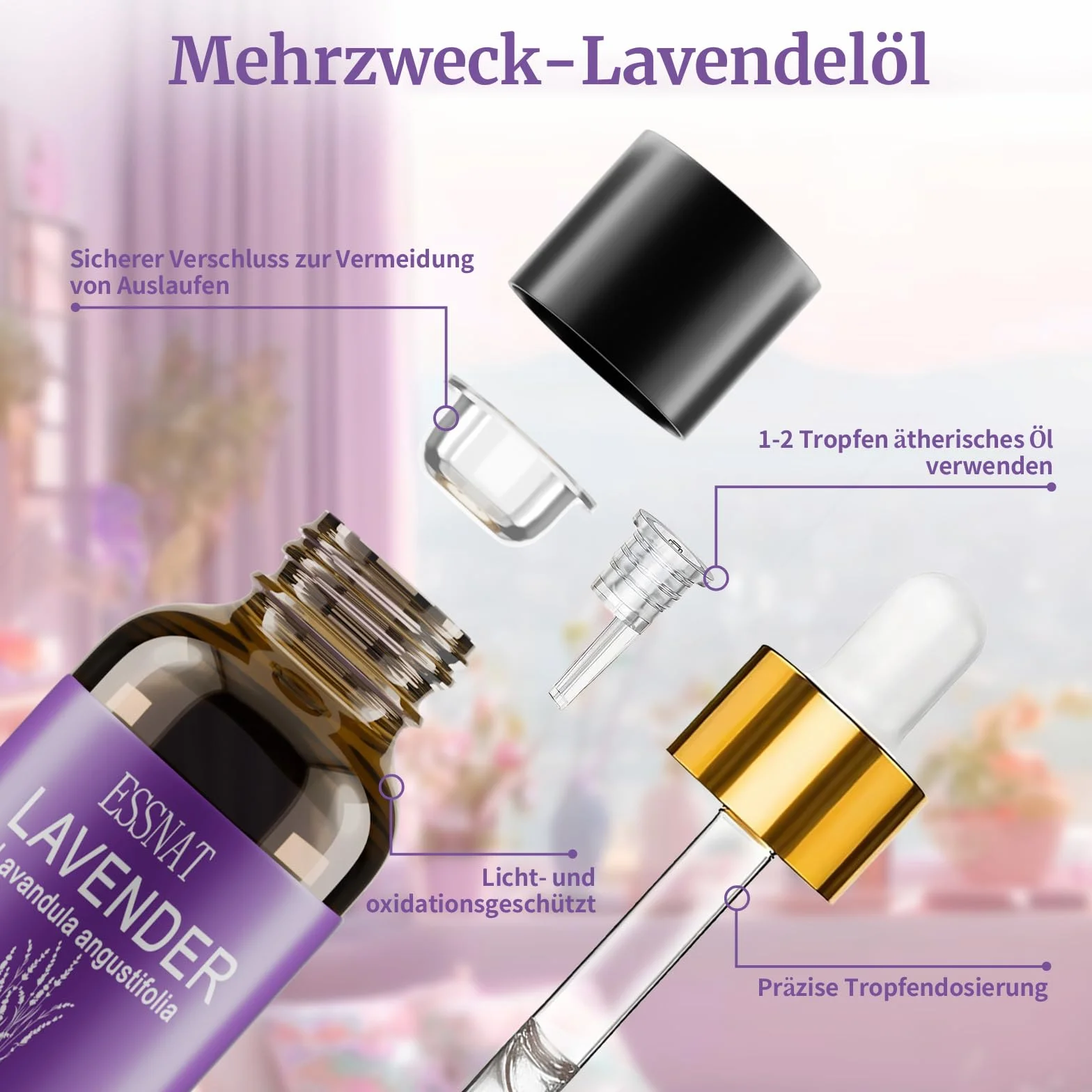 Olio Essenziale Lavanda 30 ml 100% Naturale da Lavandula angustifolia per Aromaterapia