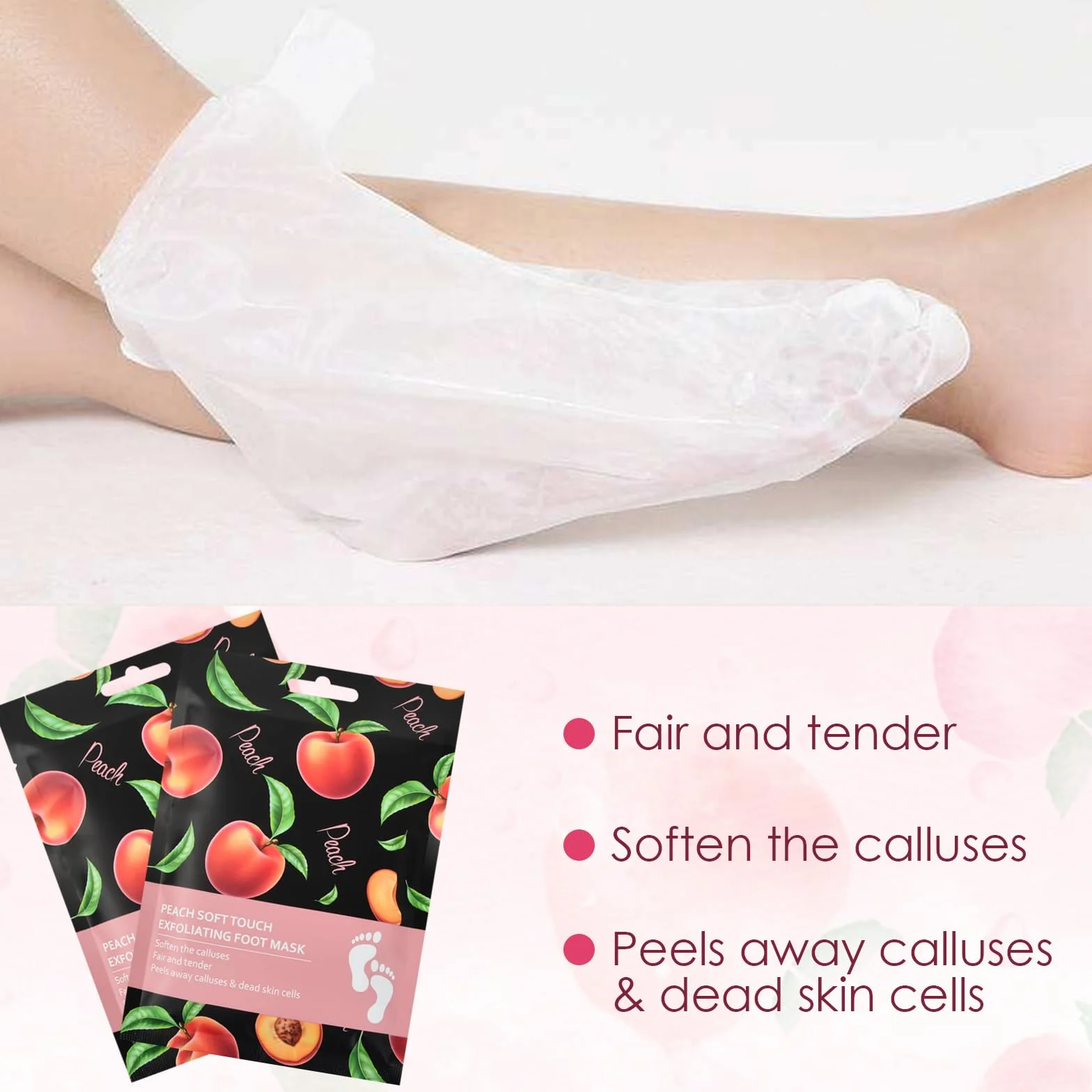 Maschera per i piedi Confezione da 2 calzini per calli, calzini per rimozione calli pesca, ripara i talloni e rimuove i calli dei piedi secchi e morti Maschera per i piedi Maschera peeling
