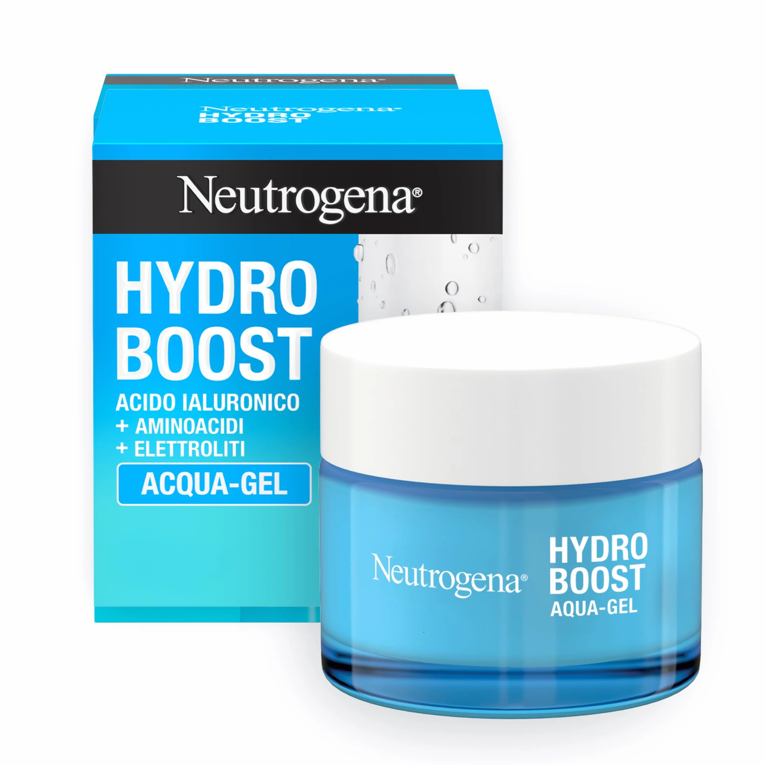 Neutrogena Hydro Boost Acqua Gel, Crema idratante viso in gel leggero a base acqua, Crema viso Acido Ialuronico per un'idratazione intensa, Ideale per pelle mista e sensibile, 50 ml