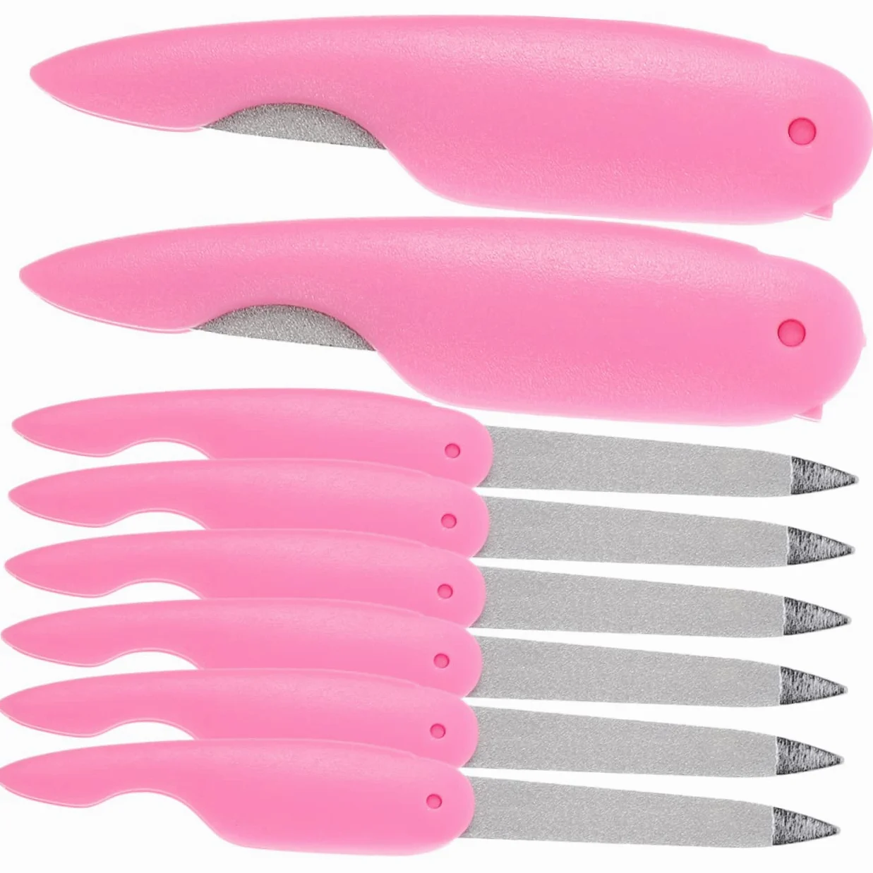 Lima per Unghie Pieghevole Mini 8 Pezzi Rosa in Abs e Metallo | Manicure Domestica e Salone, Design Delicato e Portatile, Levigatura Semplice