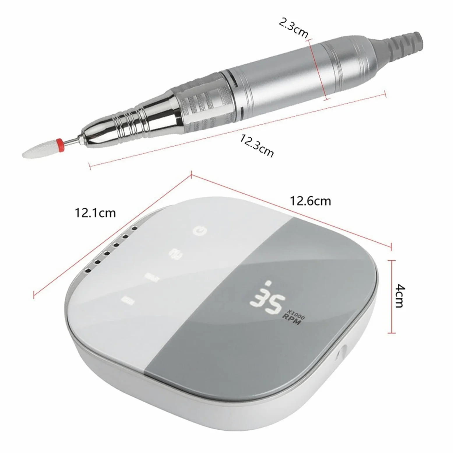 Lime elettriche per Unghie Trapano Elettrico per Unghie 35000 Giri/min Lima elettrica Display HD Penna per Manicure in Metallo Levigatrice Professionale per Tor