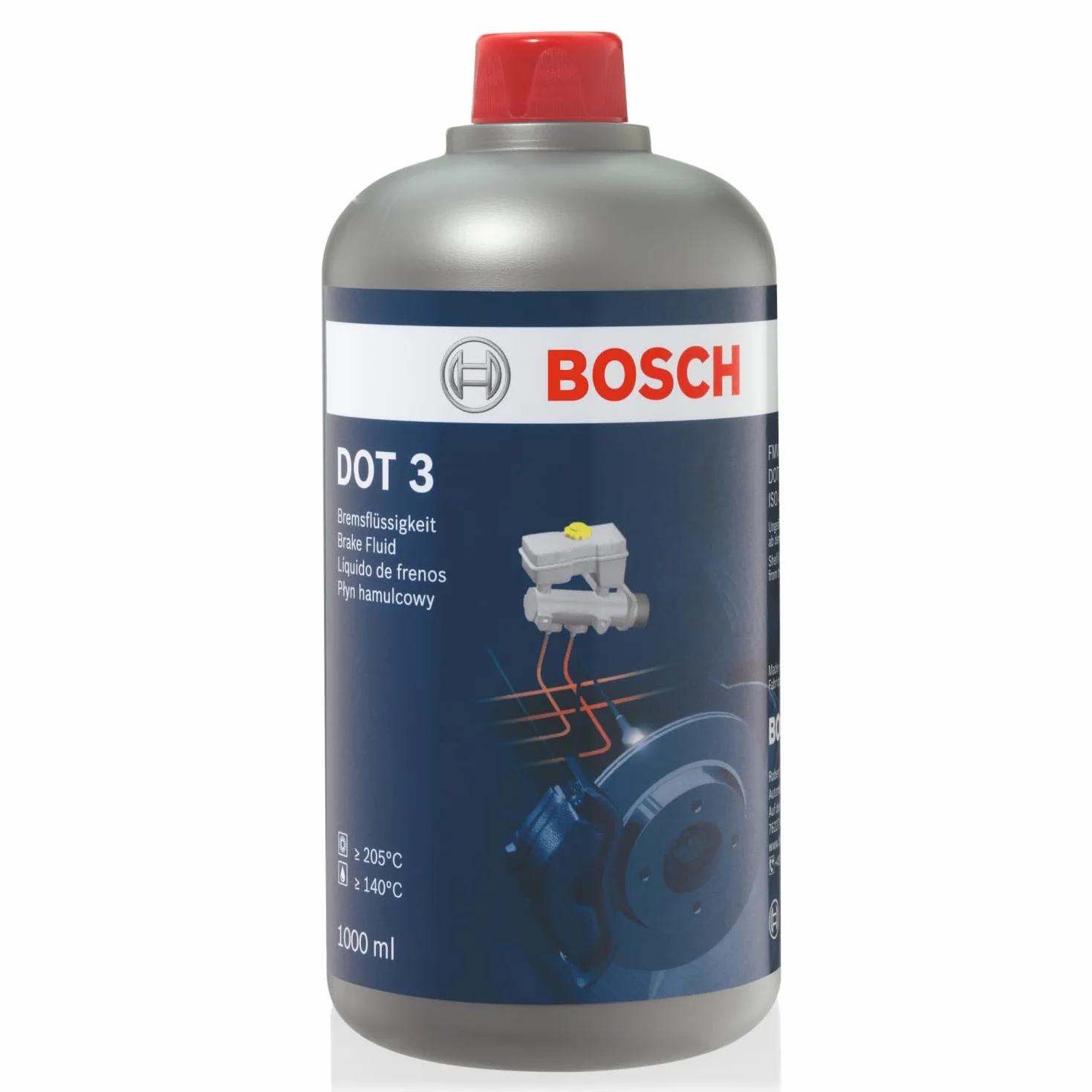 Liquido Freni Bosch DOT 3, 1 L – Per veicoli prodotti prima del 2000 – Non raccomandato per freni ABS e ESP