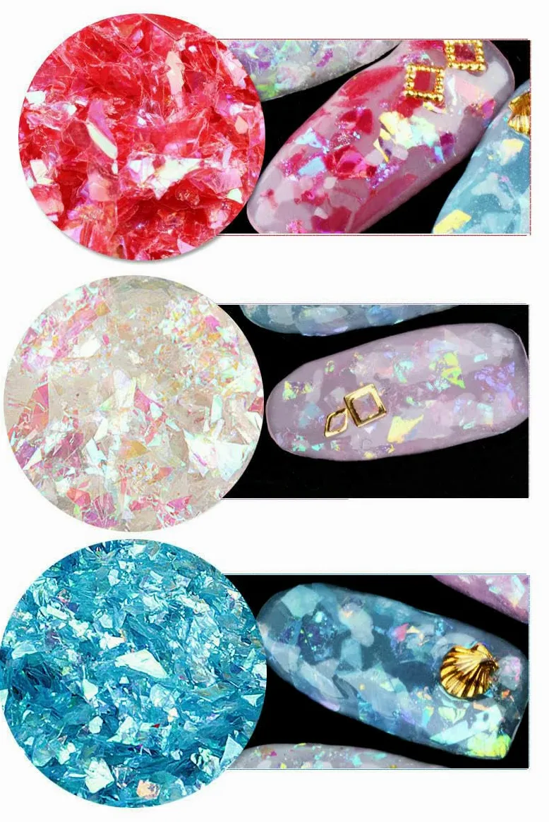 Paillettes di carta a conchiglia irregolari fai da te per unghie, scaglie colorate, glitter per nail art, decorazioni 3D per nail art, 10-500 g-AB giallo-500 g