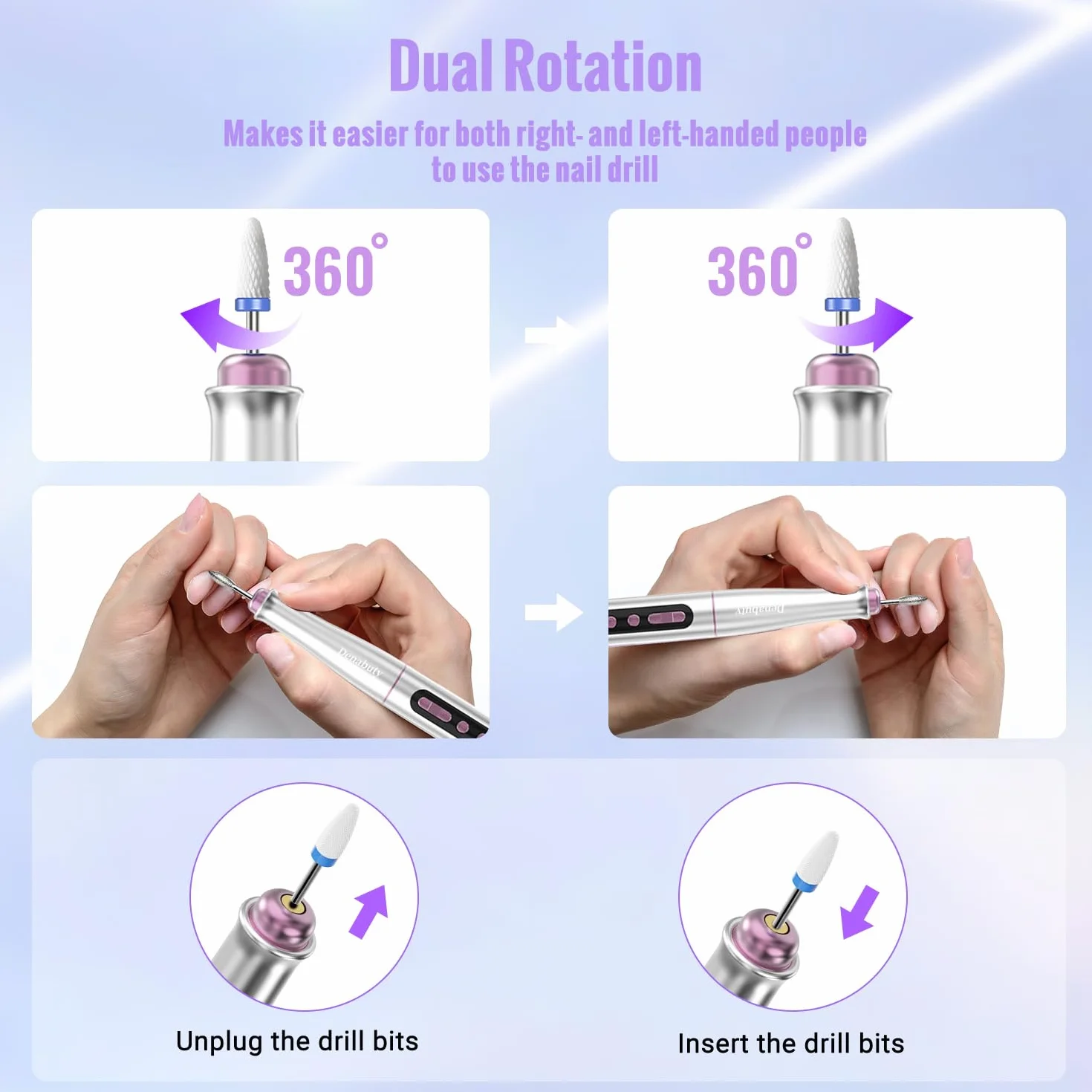 Fresa per Unghie Professionale 35000 Giri Lima Elettrica Senza Fili Display LCD 13 In 1 Kit Manicure Pedicure Ricaricabile Velocità Regolabile