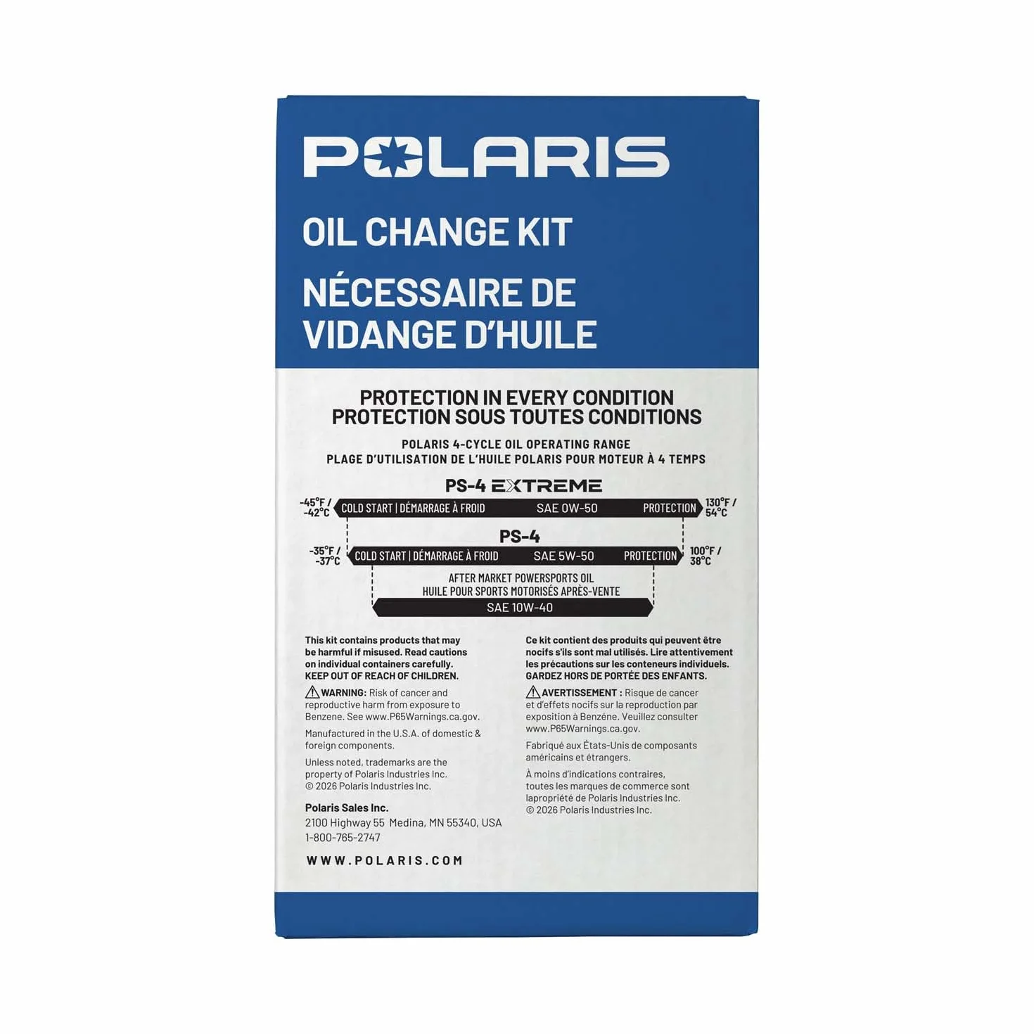 Polaris Off Road Full Synthetic Oil Change Kit PS-4 Engine Oil 2 Quarts 1 Oil Filter