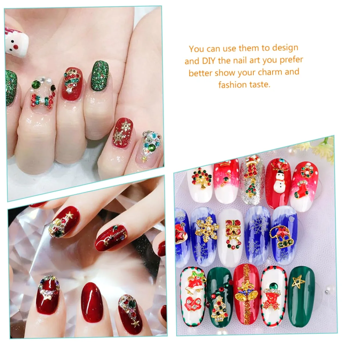 Didiseaon 5 Set Adesivi Per Unghie Natalizi Ciondoli Per Unghie Da Donna Manicure Decorativa Decorazioni Per Unghie Fai Da Te Gioielli Per Unghie Decorazione Per Unghie Lega Pezzi * 5