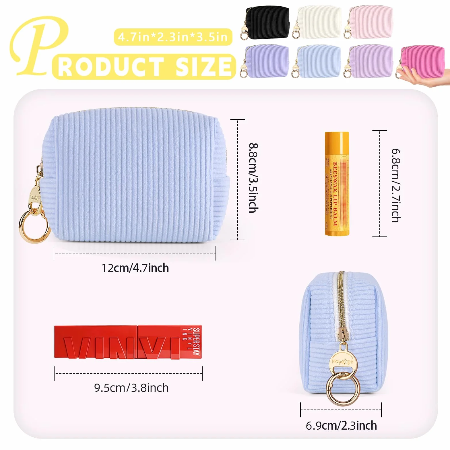 Mini Pochette Donna Trucchi Piccola Trousse da Borsetta Ragazza Beauty Case da Viaggio per Rossetti Organizer Borse da Cosmetic Portatile Portamonete in Velluto a Coste per Amica Compleanno(Viola-A)