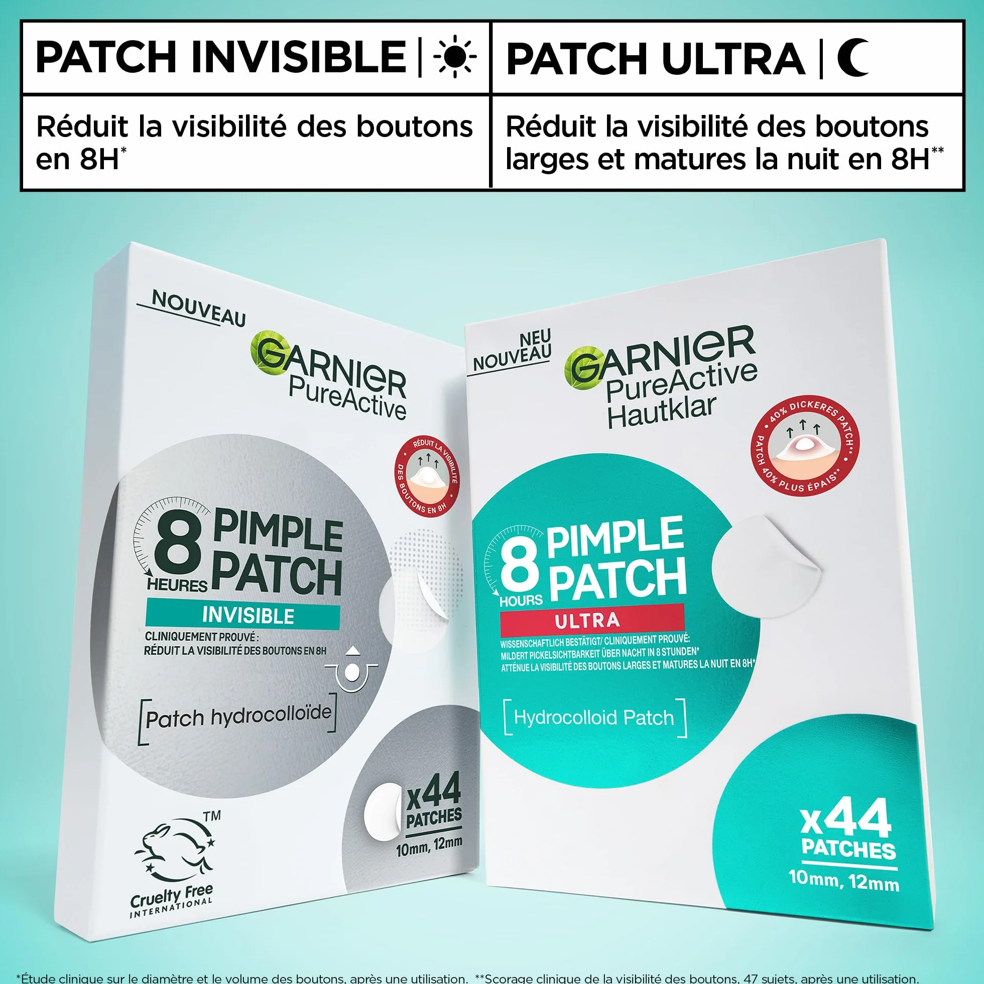 Garnier Pimple Patch 8 ore ULTRA Garnier Pure Active 44 Pezzi - CLINICAMENTE TESTATI: Riducono la visibilità dei brufoli, anche i più grossi. Uso notturno, efficaci in 8 ore