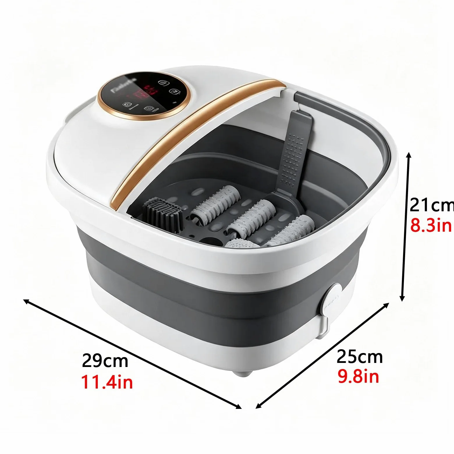 Vaschetta for Pediluvio, Temperatura Regolabile e Funzione Timer | Design Del Massaggio Con Rullo Plantare, Struttura di Stoccaggio Compatta e Pieghevole(White)