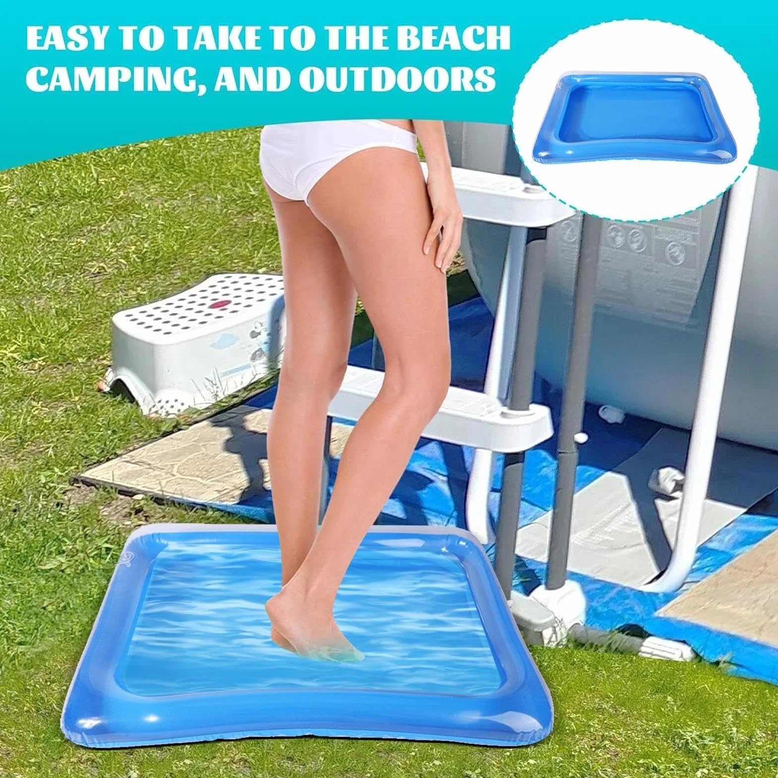 Bacinella pediluvio a piscina - Lavapiedi Gonfiabile - Vasca Lavapiedi Da Piscina - Per Bambini, Adulti, Viaggi, Spiaggia, Campeggio, Vacanza, Cortile, Patio, Hotel, Casa, Cabina, Acquatico
