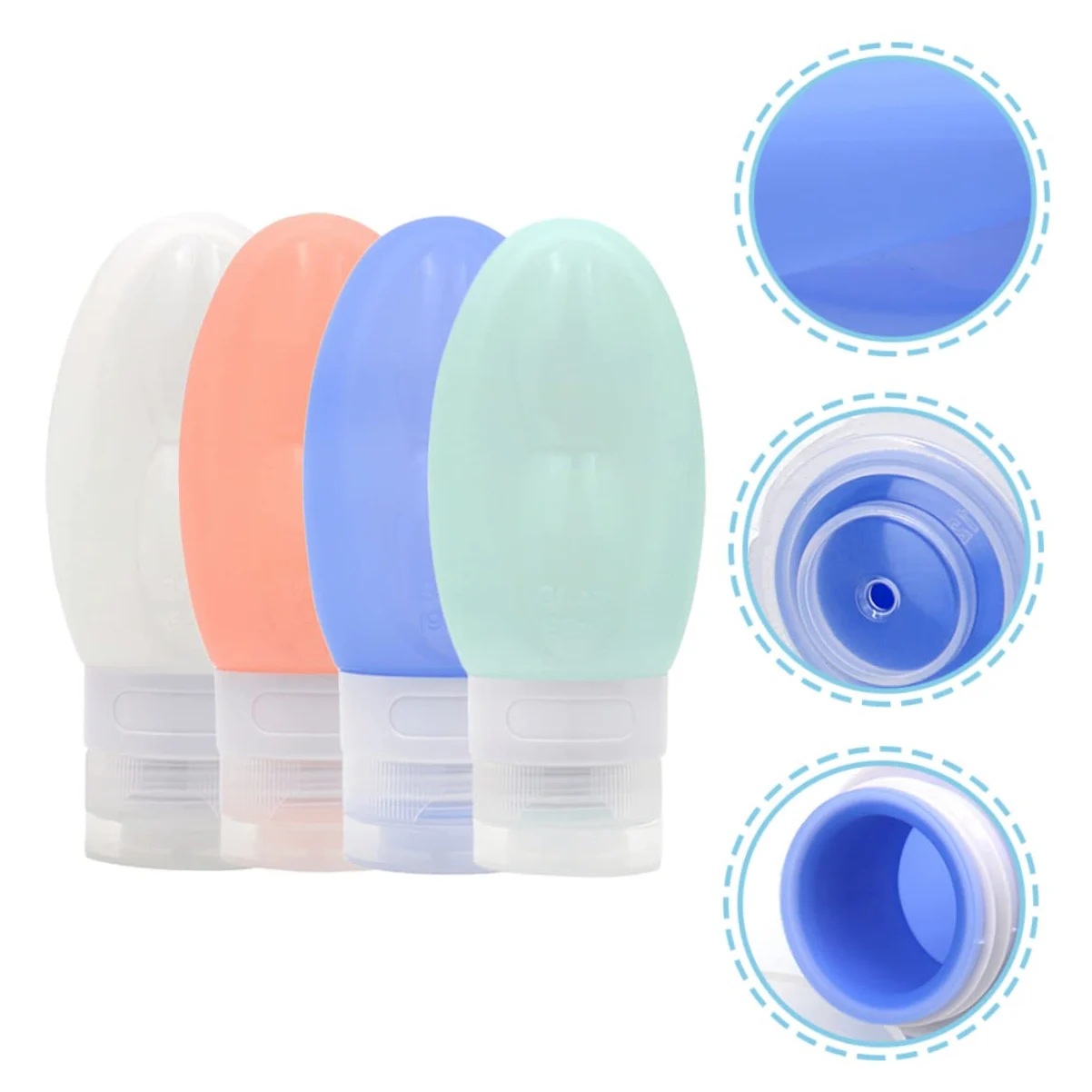 Ipetboom 12pezzi Bottiglie Viaggio Silicone Per Liquidi Ricaricabili Contenitori Per Toilette Adatti Per Cosmetici e Bagno Colori Rosa Bianco