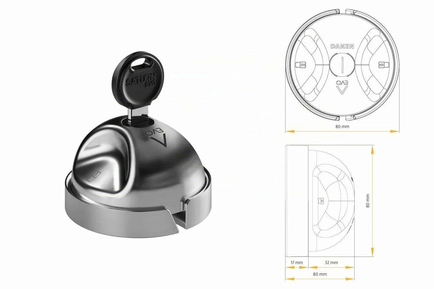 DAKEN Saturn Evo Doppio Serrature per Veicoli Commerciali per Impieghi Gravosi Blocco Manuale Acciaio Inox Set di 2
