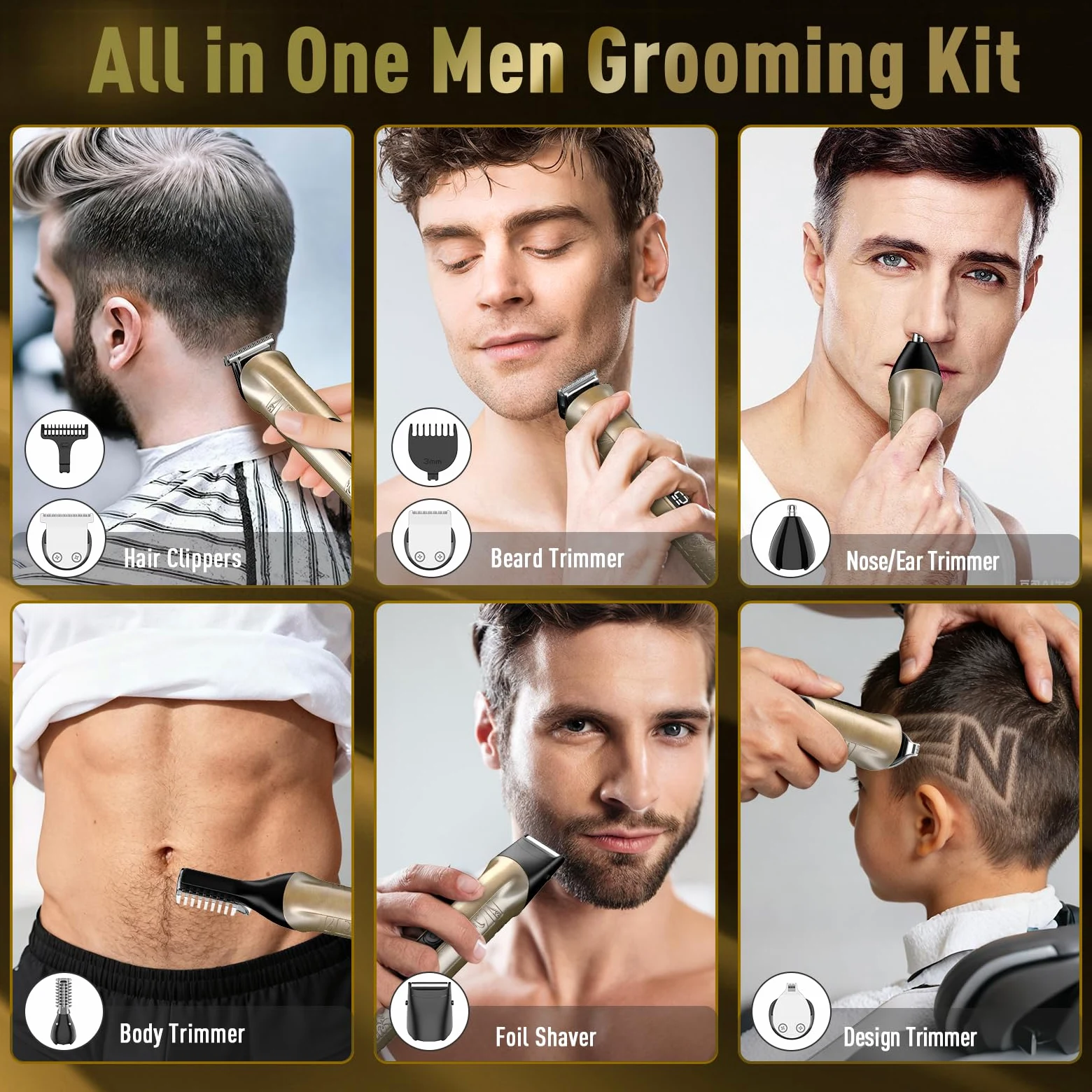 Tagliacapelli professionale e trimmer barba per uomo-D002
