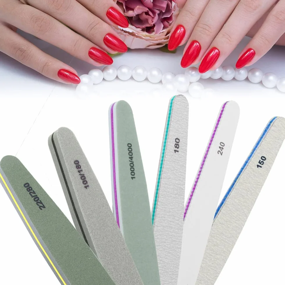 Lime unghie professionali multifunzione Lima Unghie a doppia faccia 100 * 180 * 300 * 600 * 1000 * 3000 * 6000 grit Manicure Buffer Double sided per Unghie in Cristallo Naturale Acrilico 6 pezzi