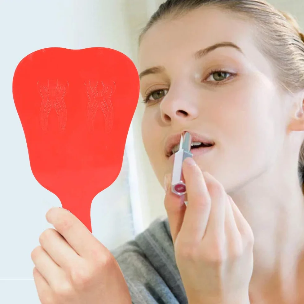 Specchietto per Cure odontoiatriche, Manico in plastica, Rosso