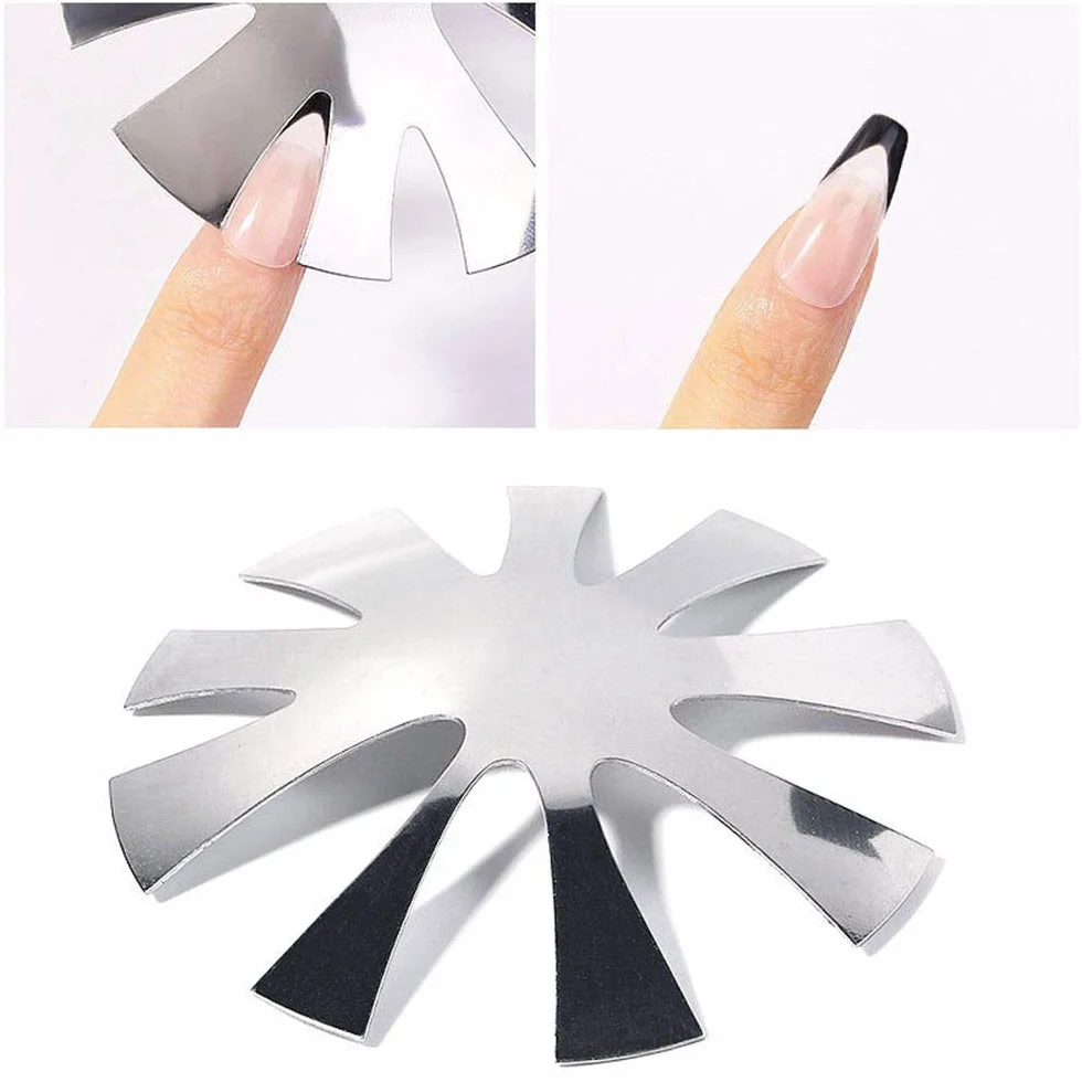 5Pcs French Smile Line Nail Art Gel Acrylic Cutter Tool Acciaio Inossidabile Manicure Trimmer per Bordi
