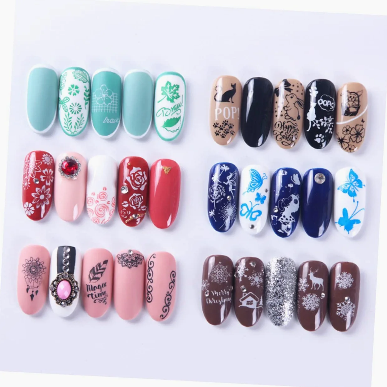 CALLARON 3 Set Piastre Stamping Unghie Acciaio Inossidabile Con Floreali E Farfalle Per Nail Art Creativa E Per Manicure E Speciali 6 Pezzi*3