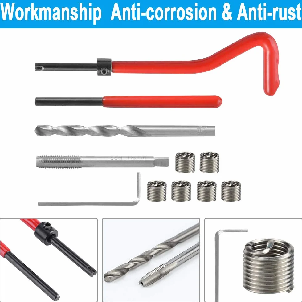 Kit Riparazione Filetti M6 x 1 mm 30pz Strumento Filettatura Interna per Automotive