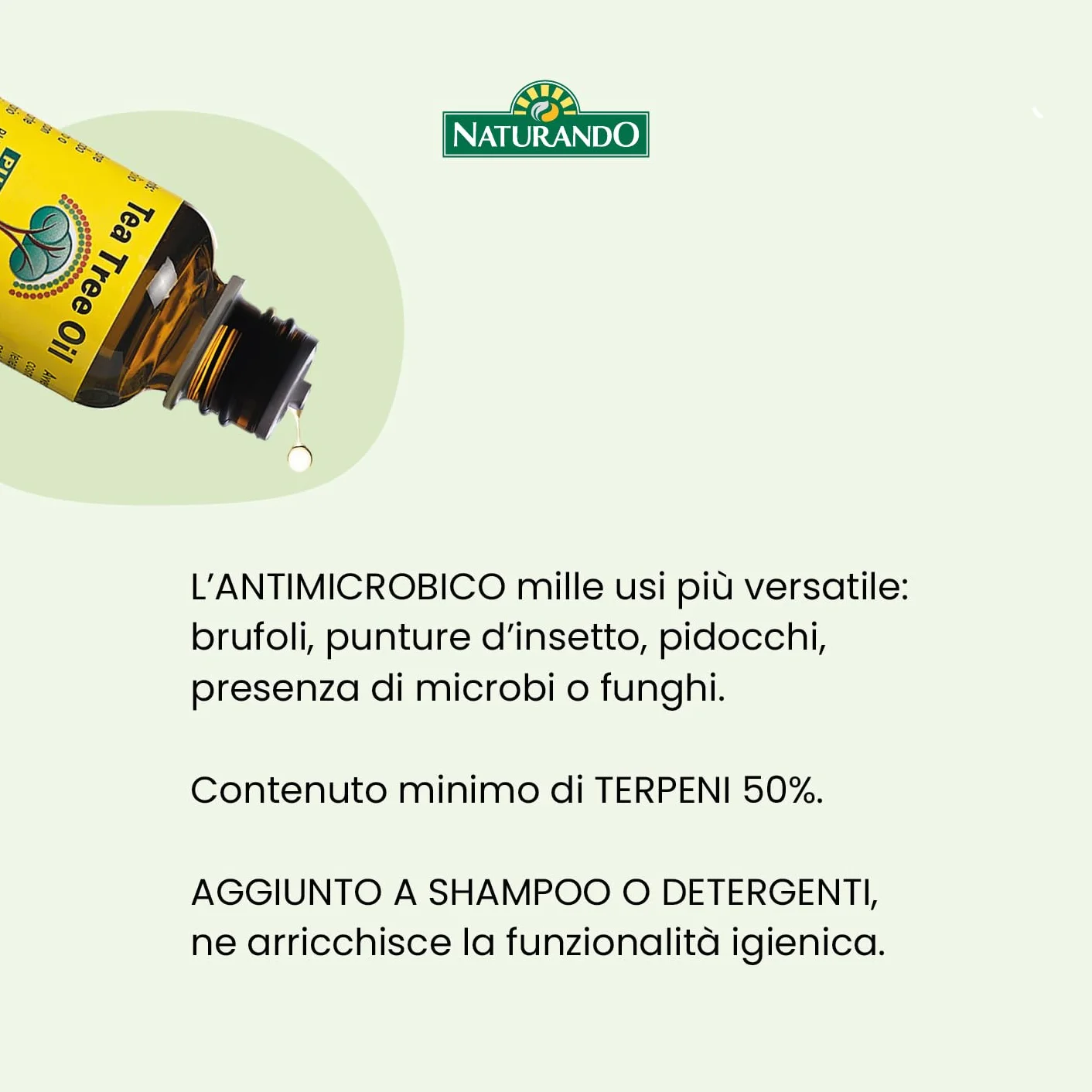 Naturando Tea Tree Oil 10 ml Puro Olio 100% di Melaleuca Alternifolia