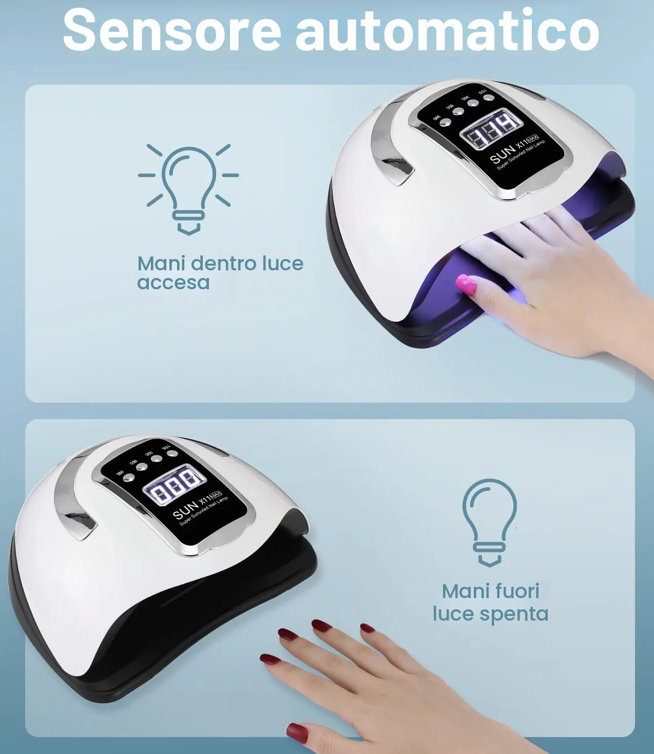 Lampada UV LED Unghie 280W Professionale 66 LED Cura Rapida per Smalti Semipermanenti con Sensore Automatico