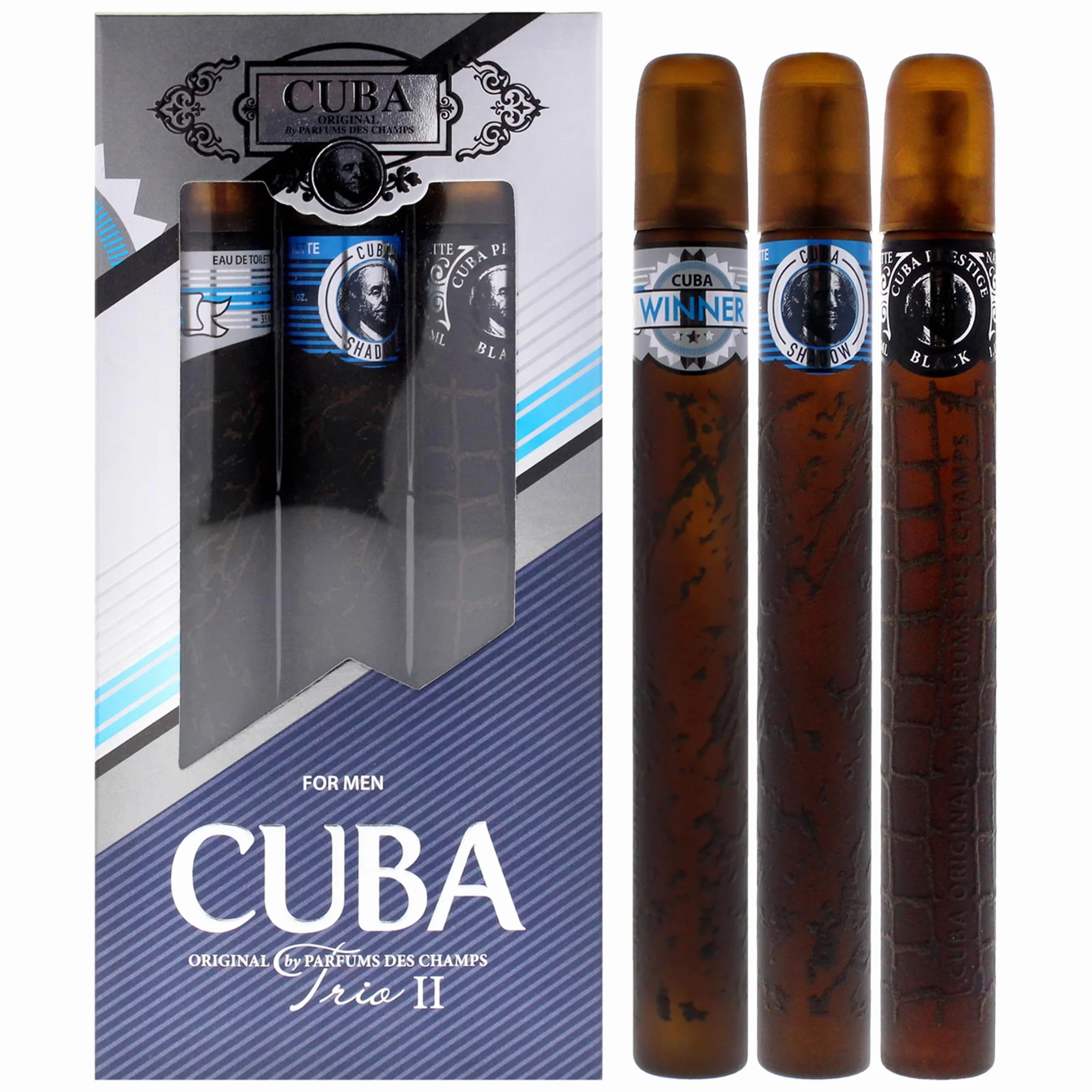 Cuba Set regalo profumo da uomo: Winner, Shadow, Prestige Black, 3 pezzi EDP spray da 33,2 g