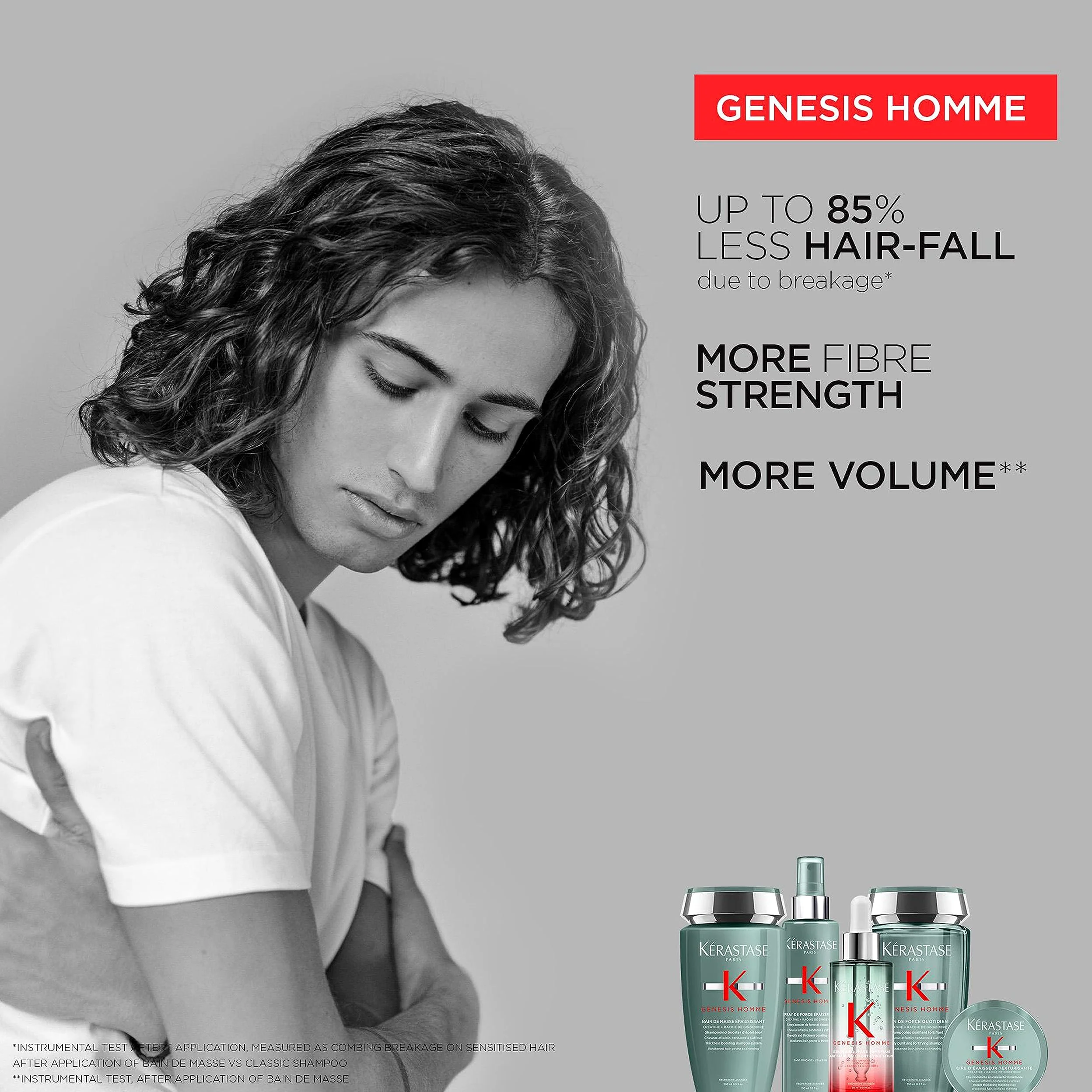 Kérastase | Genesis Homme, Shampoo per Capelli + Genesis Homme, Spray Fortificante + Genesis Homme, Cera Ispessente Texturizzante + Genesis Homme, Siero per Capelli Indeboliti