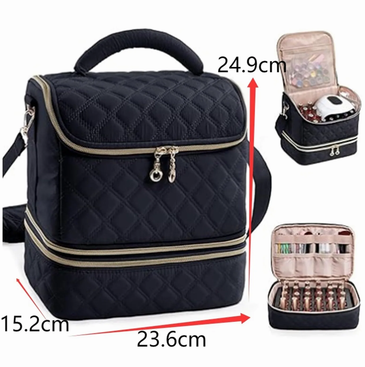 Porta Smalti Valigetta Unghie Custodia Portaoggetti For Smalto For Unghie, Contiene 48 Flaconi E Borsa For Strumenti For Manicure Borsa Viaggio(Pink)