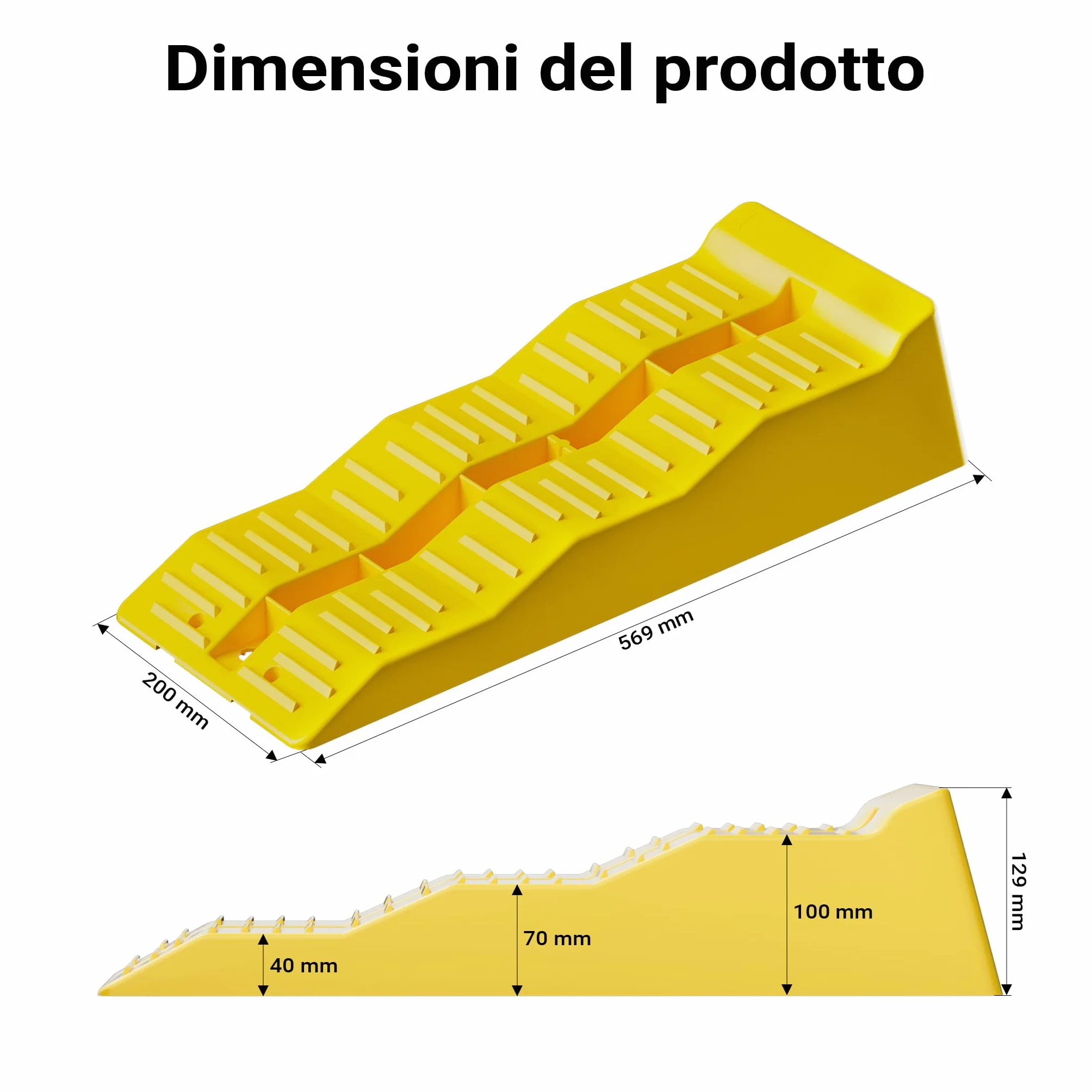 Cunei fermaruota Wiltec 3 altezze 40/70/100 mm Set 2 pezzi capacità carico 3 t per auto camper roulotte