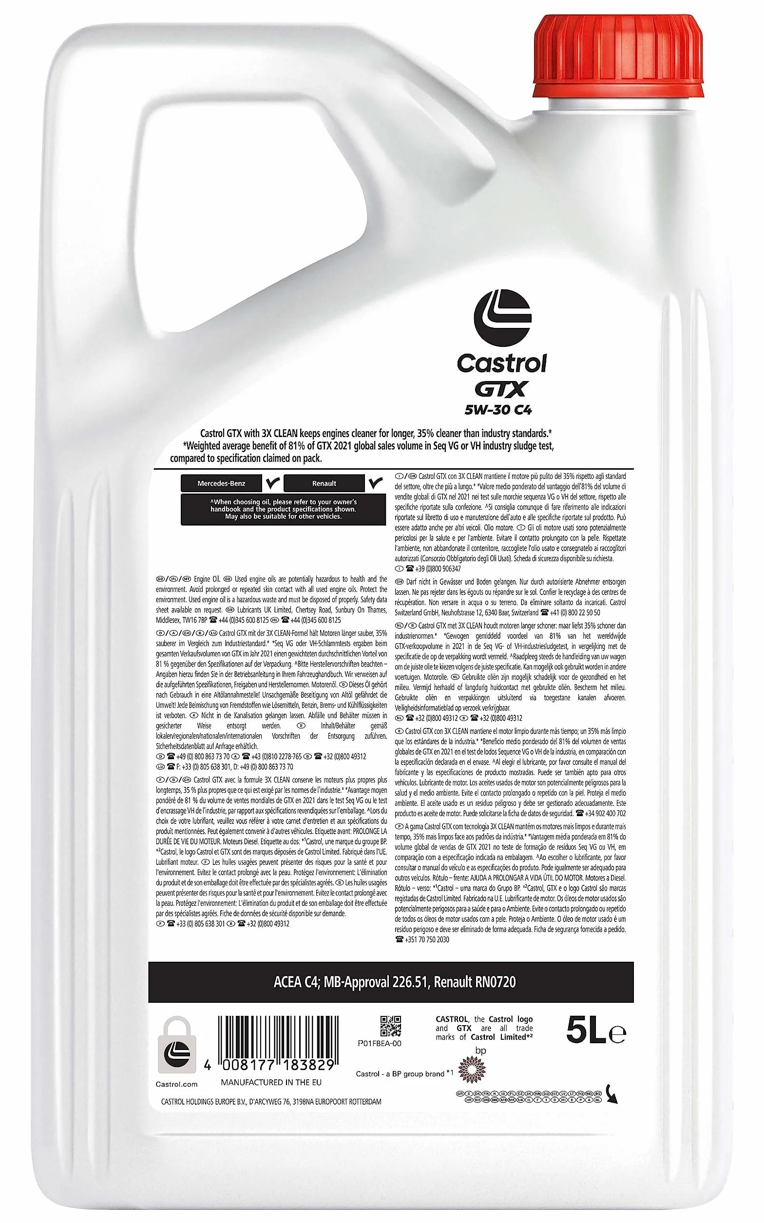 Castrol GTX 5W-30 C4 Olio Motore 5L