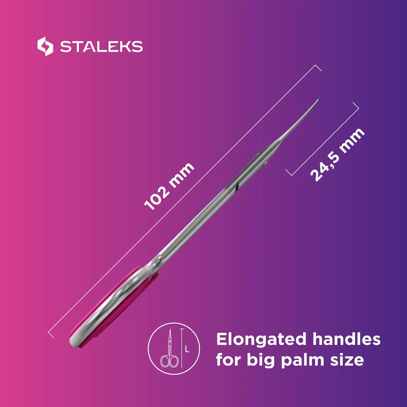 Staleks Pro Forbici Professionali per Pelle Cuticola Lame con Gancio Manici in Silicone Rosa Smart 41 Type 3 SS-41/3