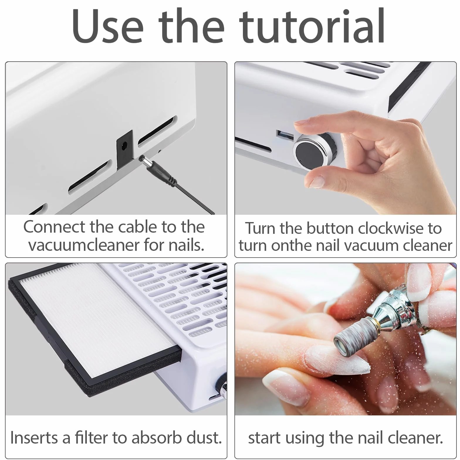 Aspirapolvere Professionale Nail Improvement 100w,Aspirapolvere Per Unghie Con Velocità E Intensità Di Aspirazione Regolabili,Filtro Riutilizzabile,Usb Per Ricarica Smartphone, Manicure Unghie (B)