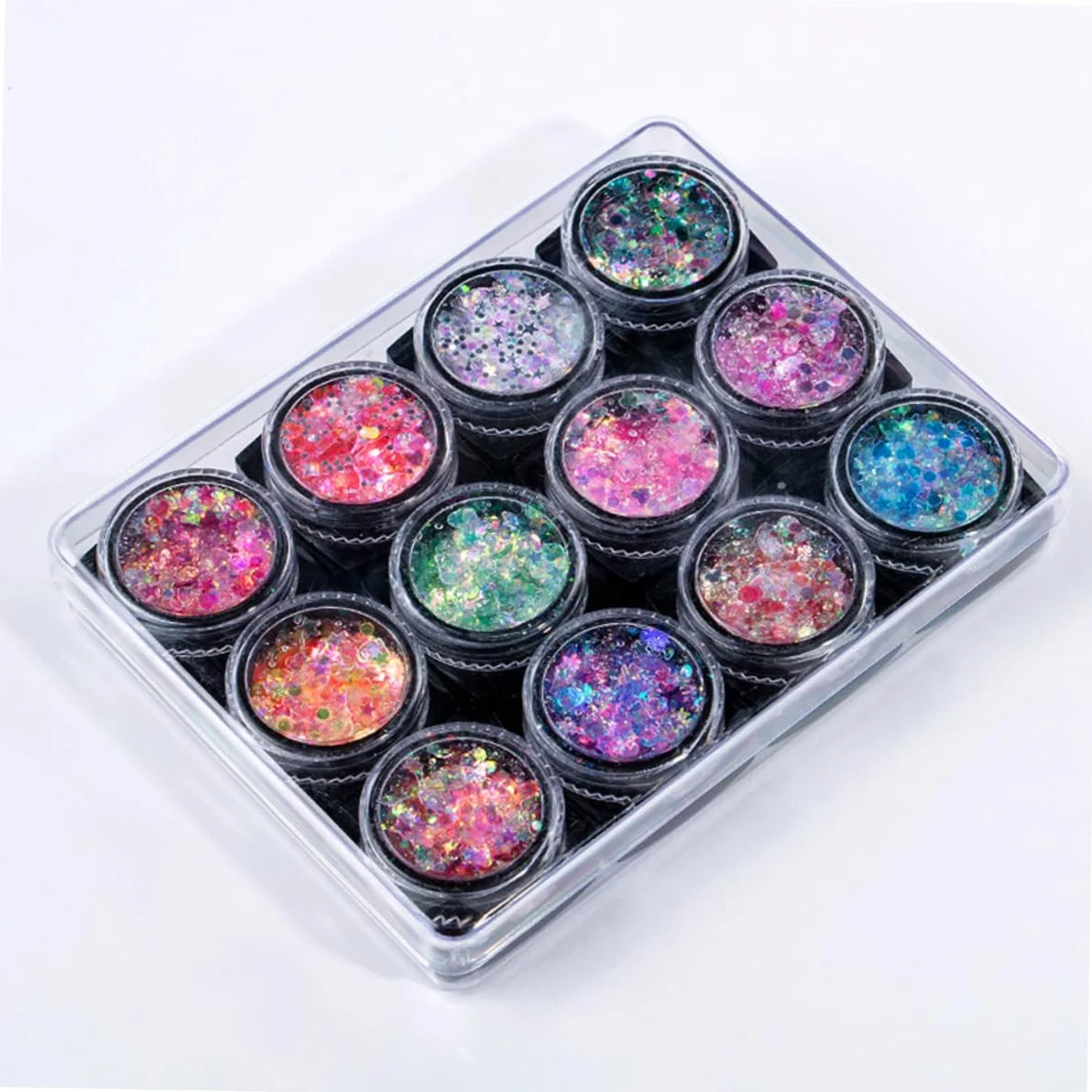 DOITOOL Set Da 3 Pezzi Per Il Trucco Con Paillettes 12 Colori Gel Per Il Corpo Con Paillettes Gel Per Il Viso Unghie Glitter Illuminante Per Feste Uso Quotidiano