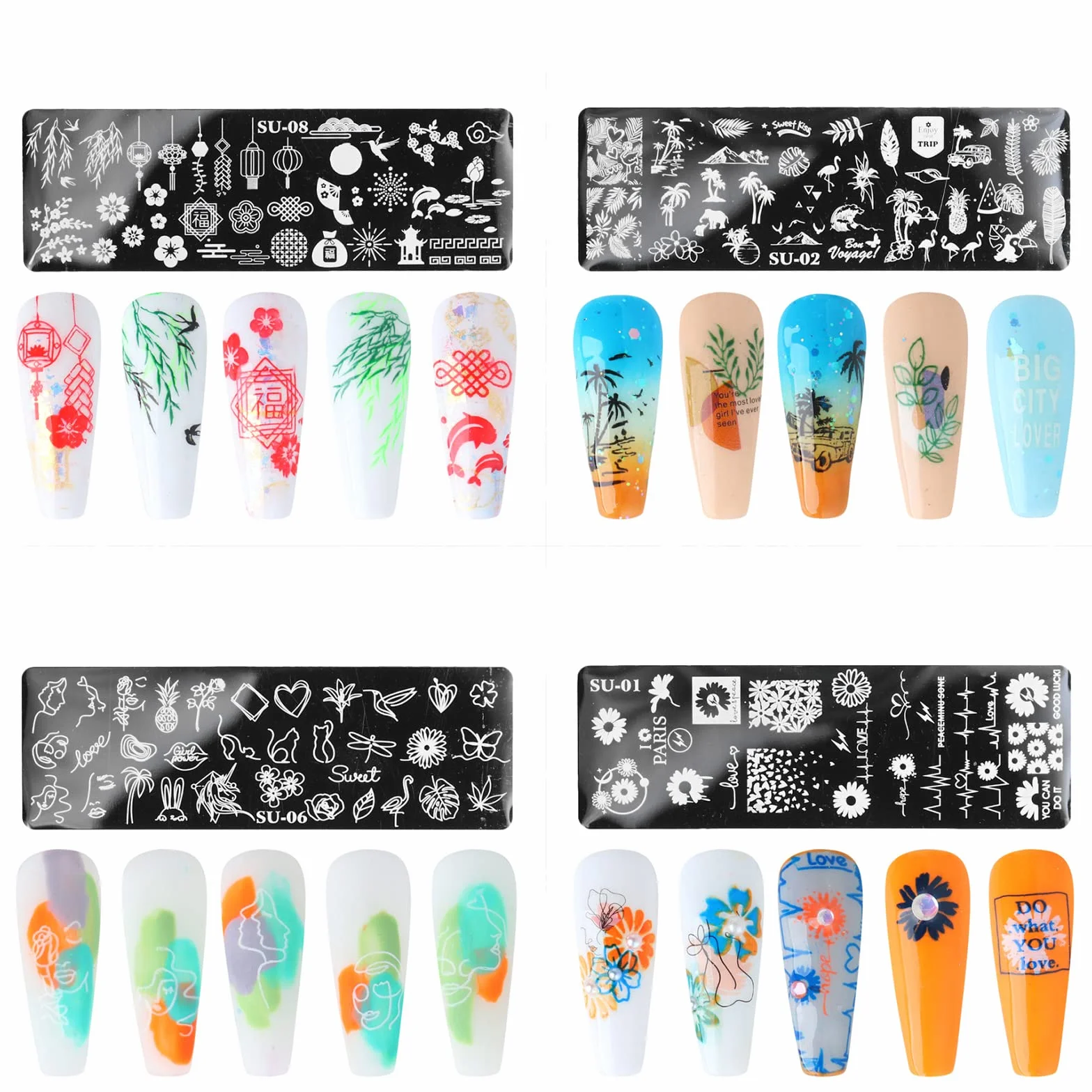 MWOOT 6pcs Set di Nail Art Stamping, Nail Template Piastra per Unghie,Mescolare Unghie Piastre Manicure Nail Piastra, UnghieTimbro Scraper Piatti Templates