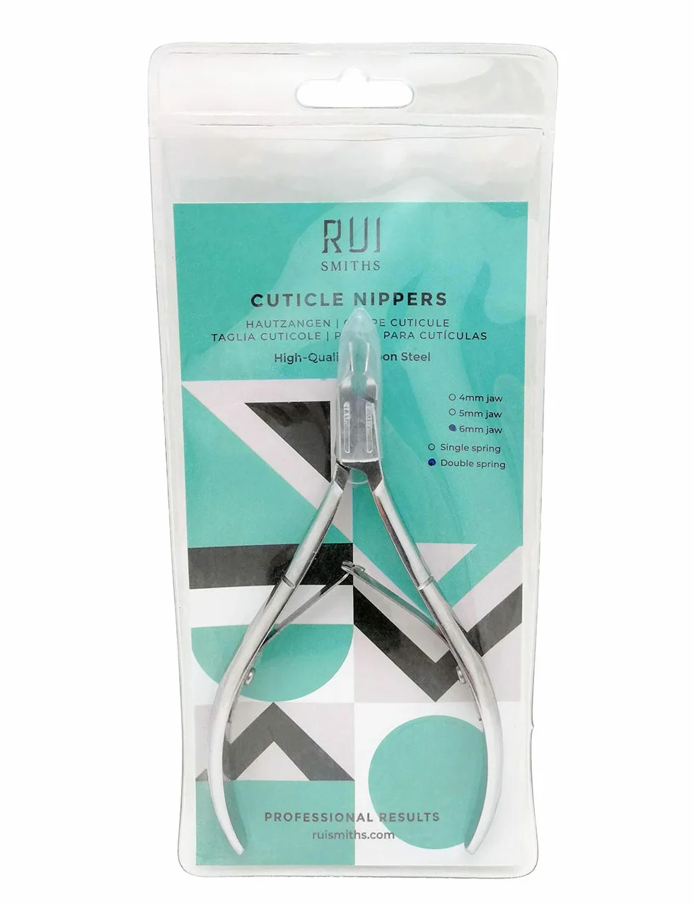 Rui Smiths Taglia Cuticole Professionali Acciaio al Carbonio Manico Francese Doppia Molla Ganascia 6 mm