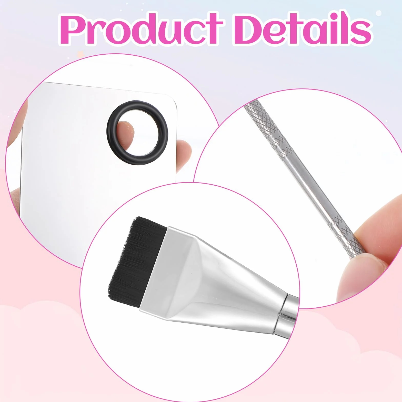 JJUNW Set di 3 tavolozze per make-up in acciaio inox, con spatola e pennello per fondotinta, tavolozza di miscelazione cosmetica per fondotinta