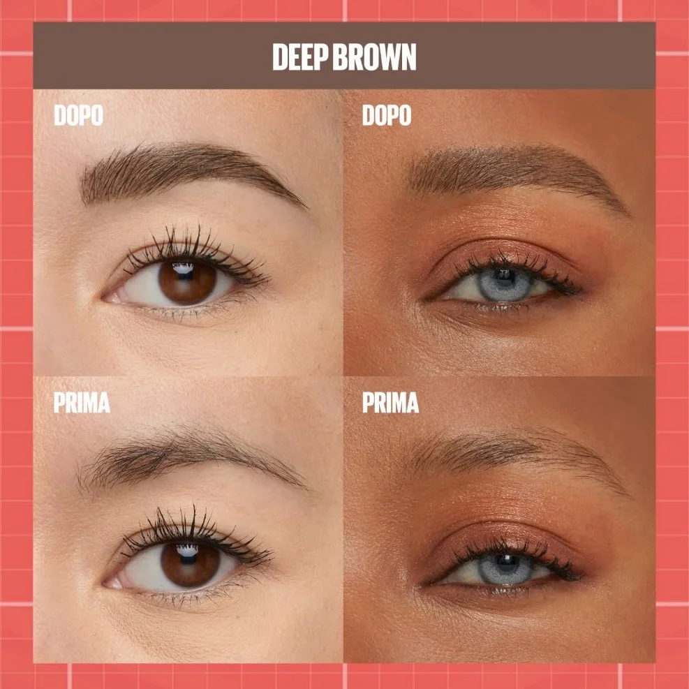 Maybelline New York, 2 in 1 Penna e Gel Sopracciglia, Per Sopracciglia Piene e Naturali, Tenuta Fino a 24 Ore, Waterproof, Formula Vegana, Build A Brow, Tonalità: Deep Brown