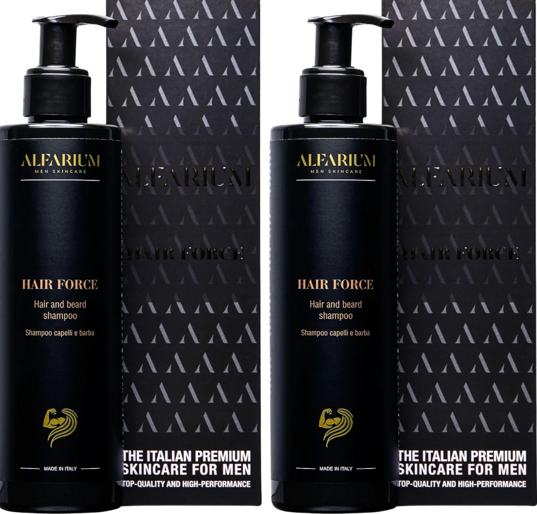 Shampoo Uomo Anticaduta & Shampoo Barba | Con Peptidi e Attivi Rinforzanti | Aiuta a Fortificare Capelli e Barba | Detersione Energetica Uomo | per la Caduta dei Capelli (Confezione da 2)