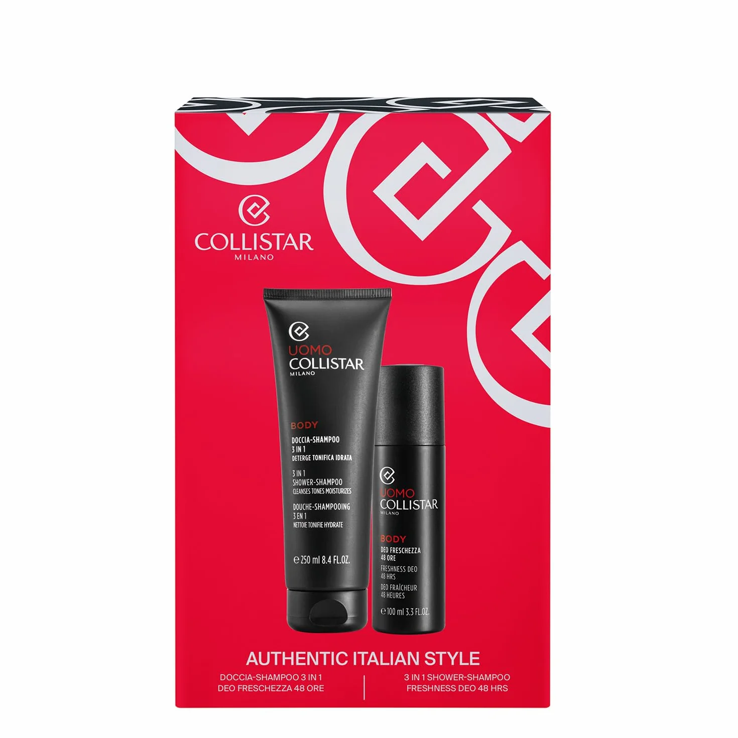 Collistar Cofanetto Regalo Uomo, Doccia-Shampoo 3in1 250 ml + Deo Freschezza 48h Spray 100 ml, Set Regalo Idratante e Tonificante, Fragranza Bergamotto Italiano