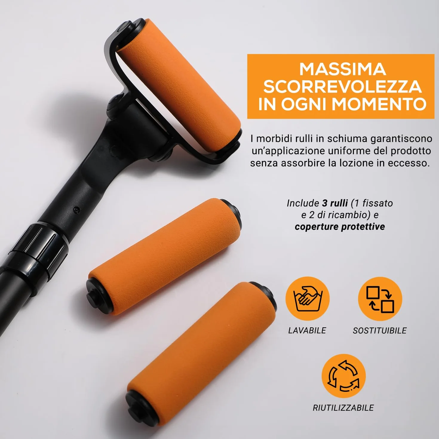 EZPIK Applicatore crema schiena estensibile 58 cm design curvo per anziani mobilità ridotta