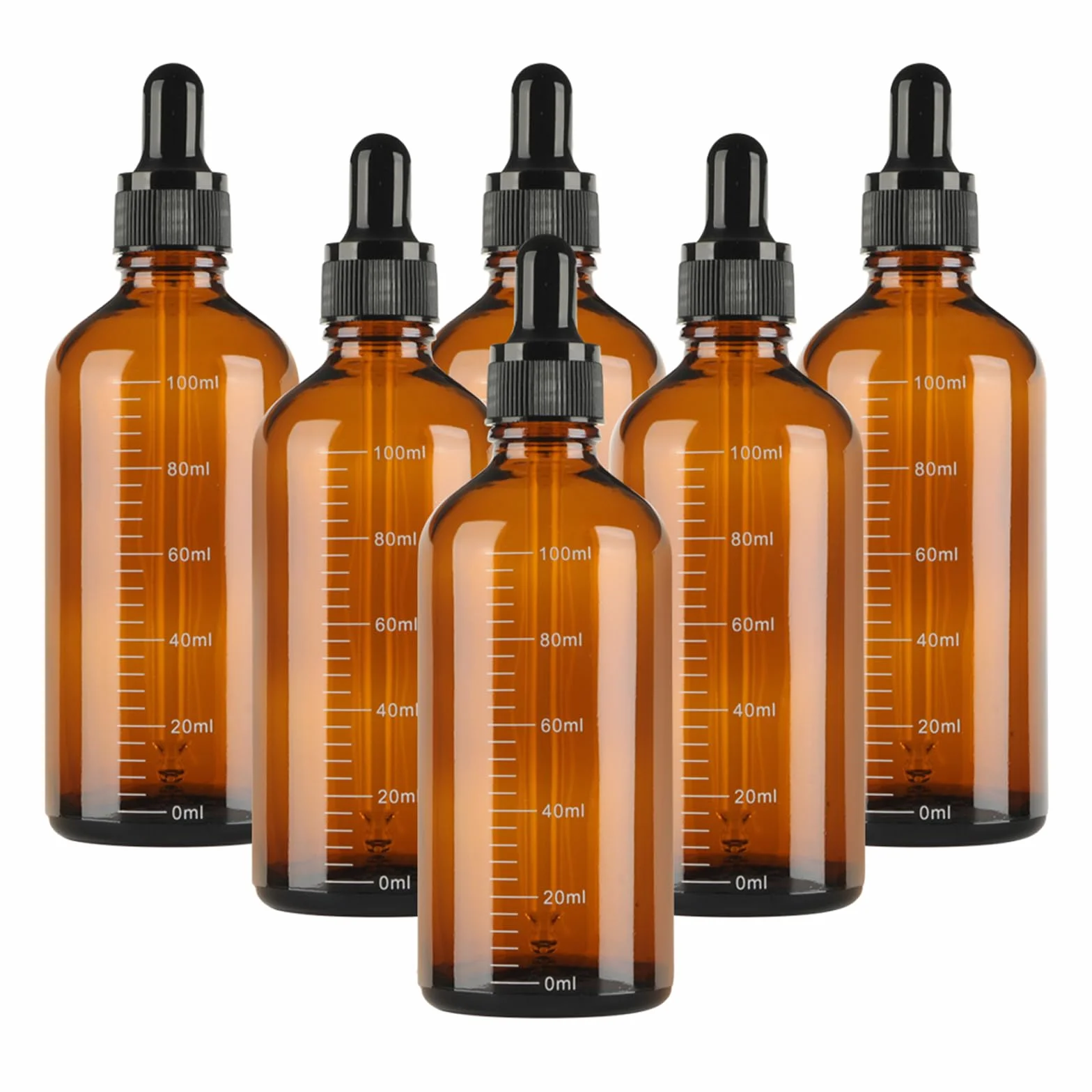 6 Pezzi Contagocce Vetro 100ml, Marrone Bottiglie Contagocce in Vetro, Flaconi Contagocce con 2 Imbuti 2 Pipette Contagocce 1 Adesivo, Flaconi Ricaricabili per Laboratorio Olio Essenziale