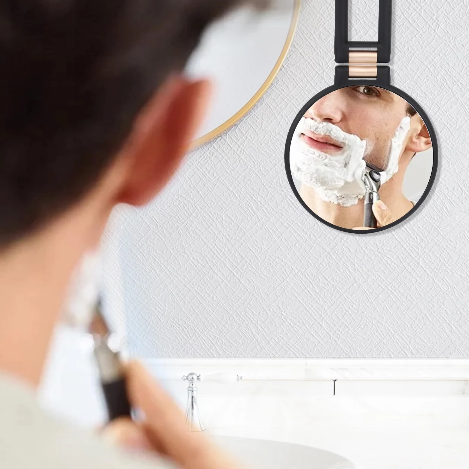 VMUTGA Specchio Ingrandimento Bilaterale 30x/1x, Specchio da Mano, da Tavolo e da Parete, Comodo Specchio Pieghevole da Viaggio per Cosmetici, con Pinzette