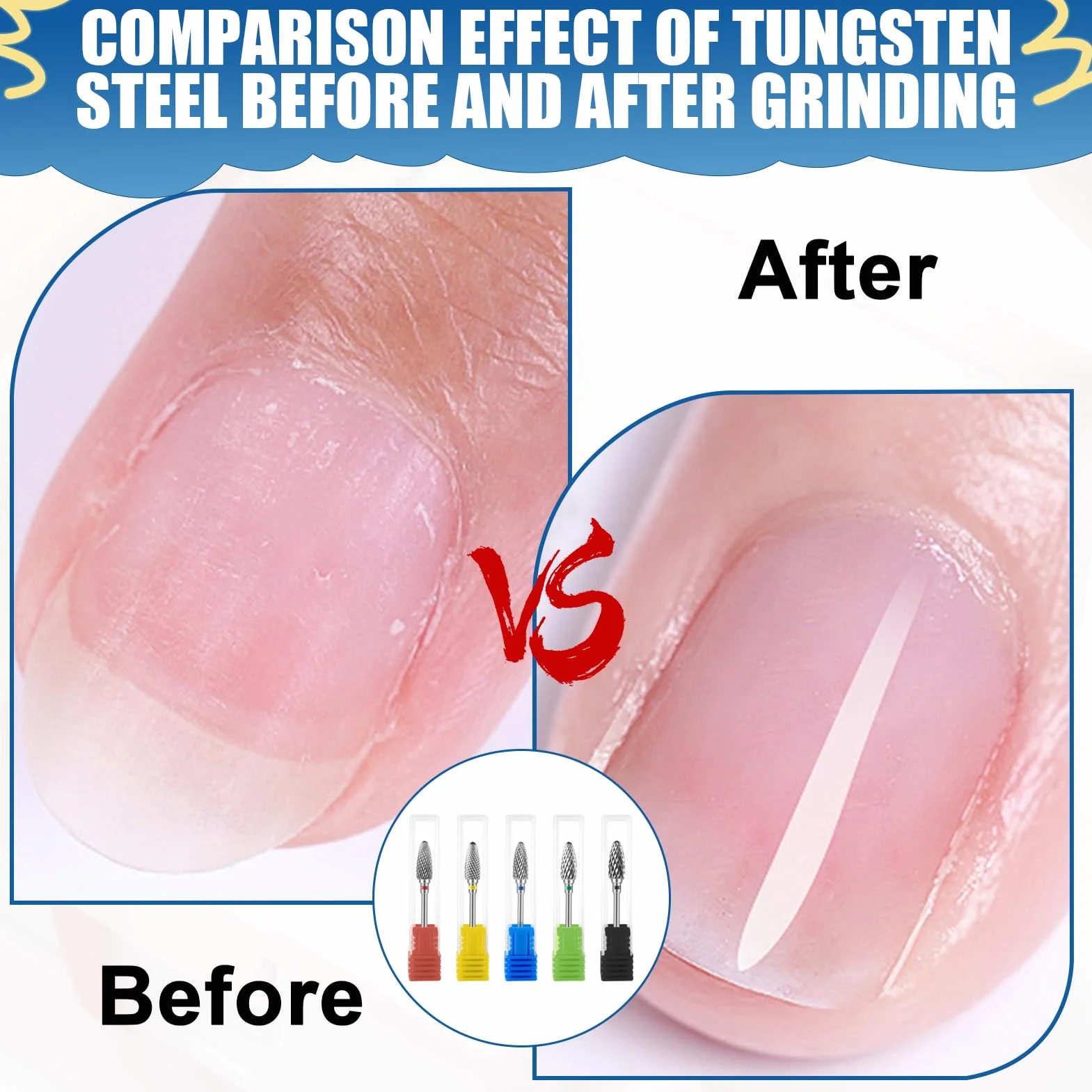 Punte per fresa in tungsteno, carburo di tungsteno, strumenti professionali per manicure
