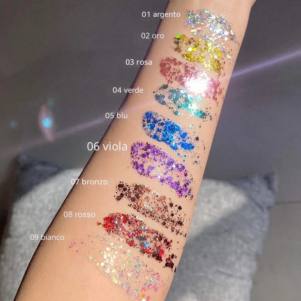 Glitter Body Gel, con lustrini, per festival, prodotto cosmetico per viso, capelli, unghie; trucco di lunga durata, sfavillante, 30 g