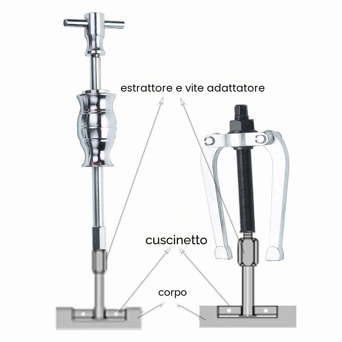 FreeTec 16pz Kit Estrattore Cuscinetti Interni 8-58mm con Martello per Auto Camion Moto