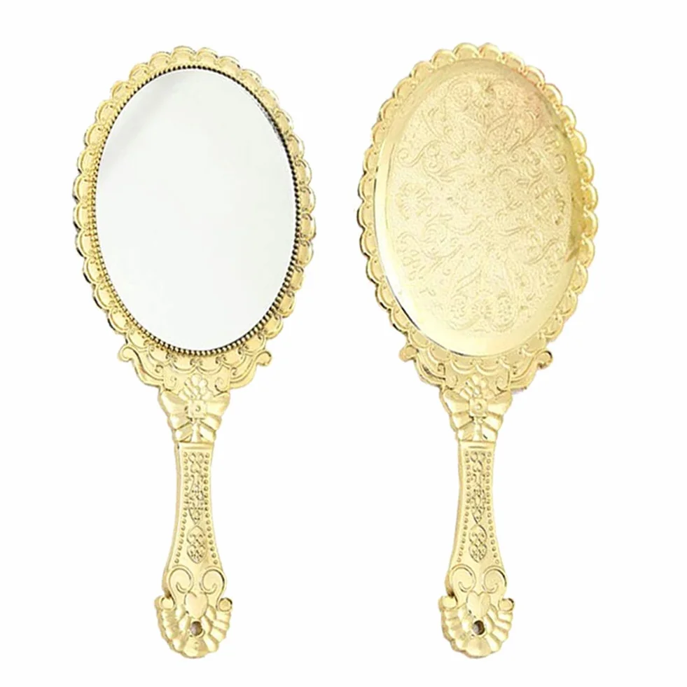Specchio cosmetico portatile vintage oro rosa dorato